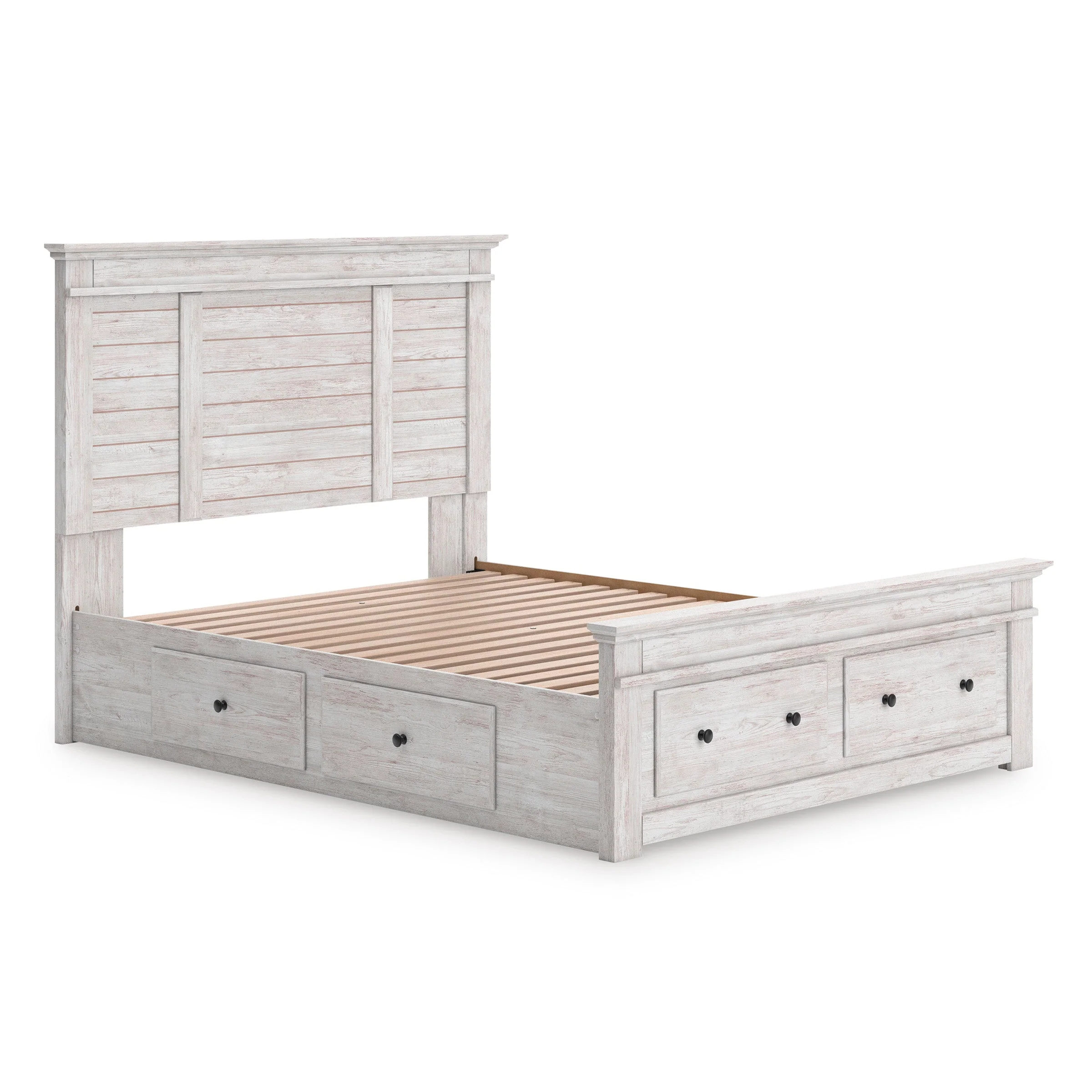 Makidern Whitewash Storage Panel Bedroom Set with 4 Drawers - Image 6