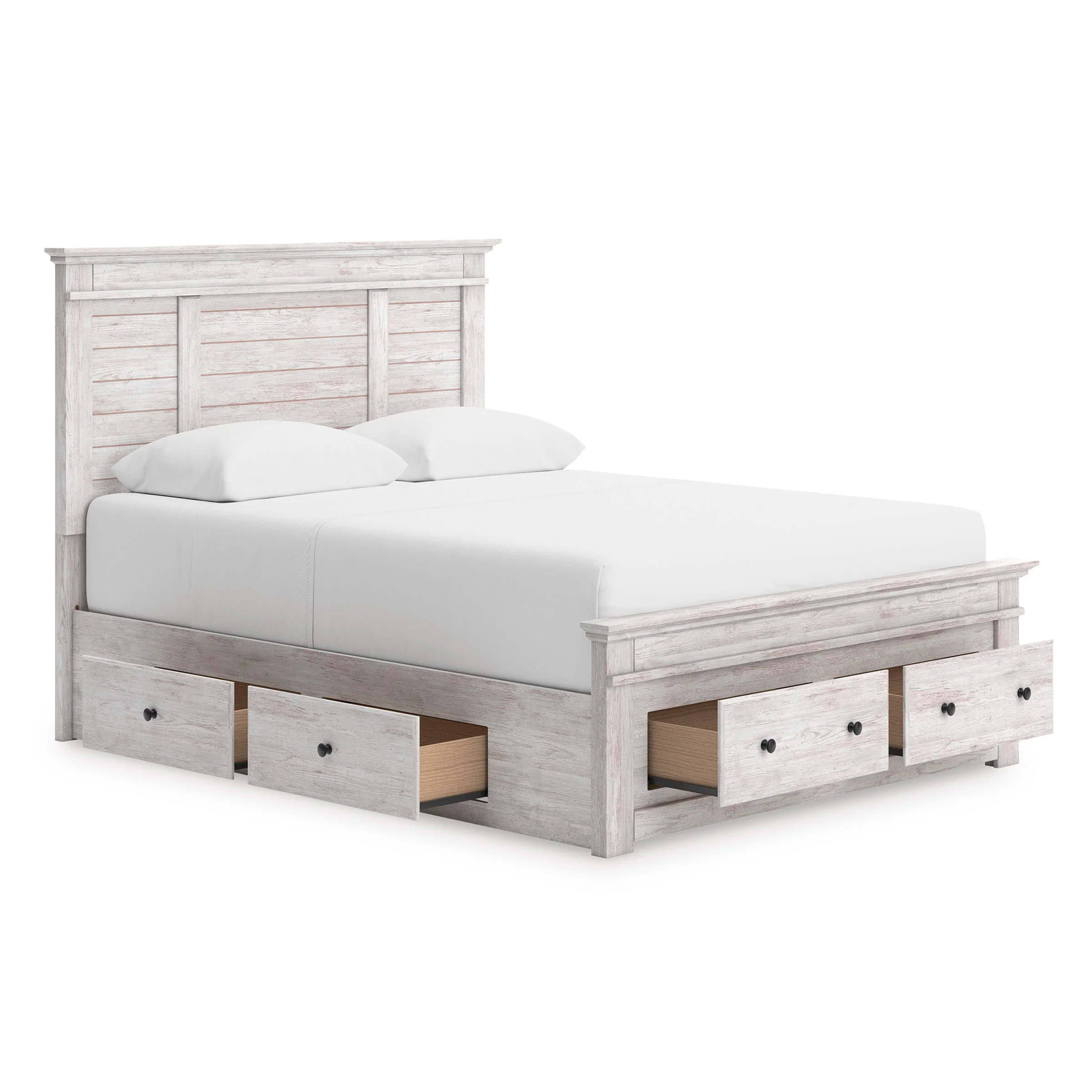 Makidern Whitewash Storage Panel Bedroom Set with 4 Drawers - Image 8