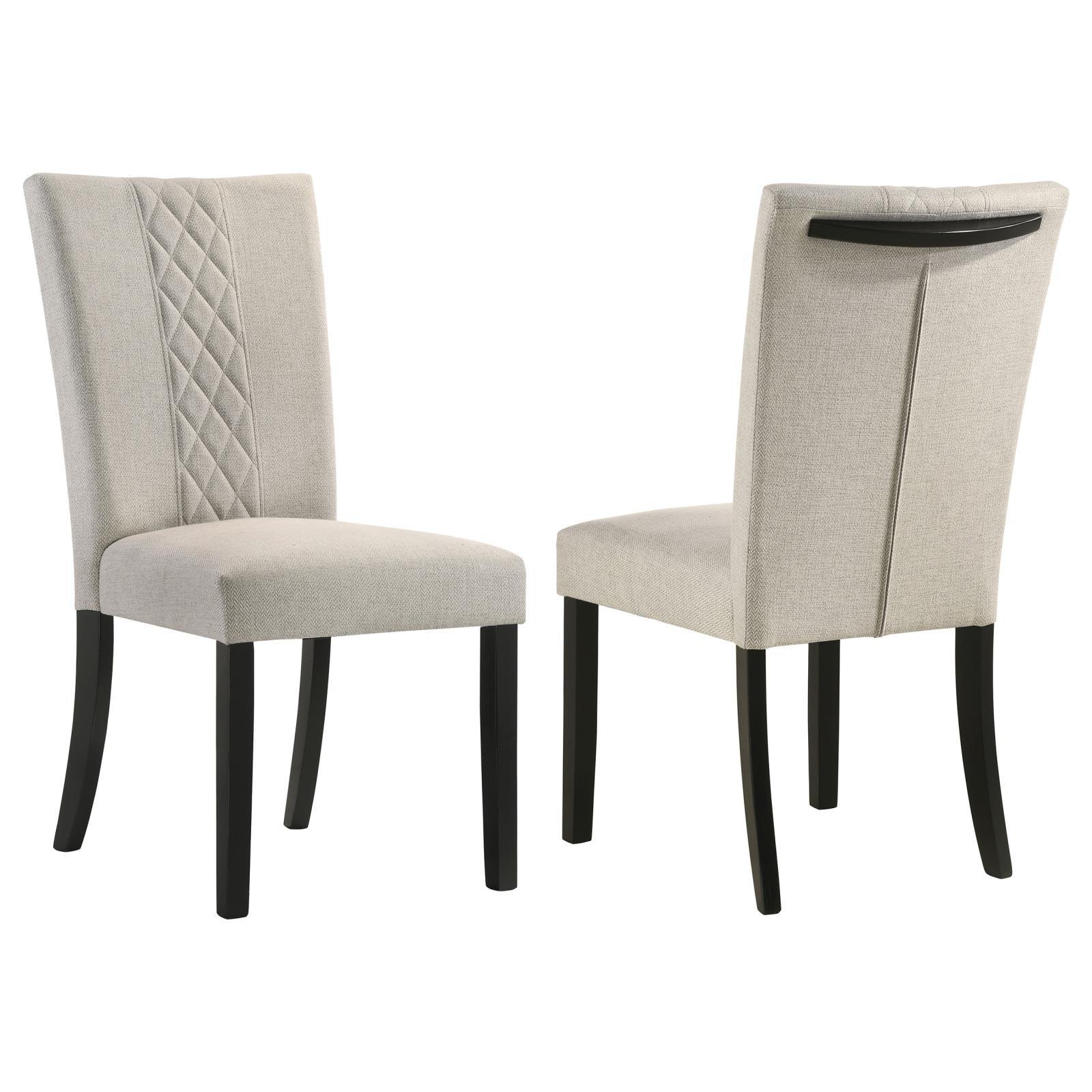 Malia Upholstered Solid Back Dining Side Chair Beige and Black (Set of 2) - Image 2