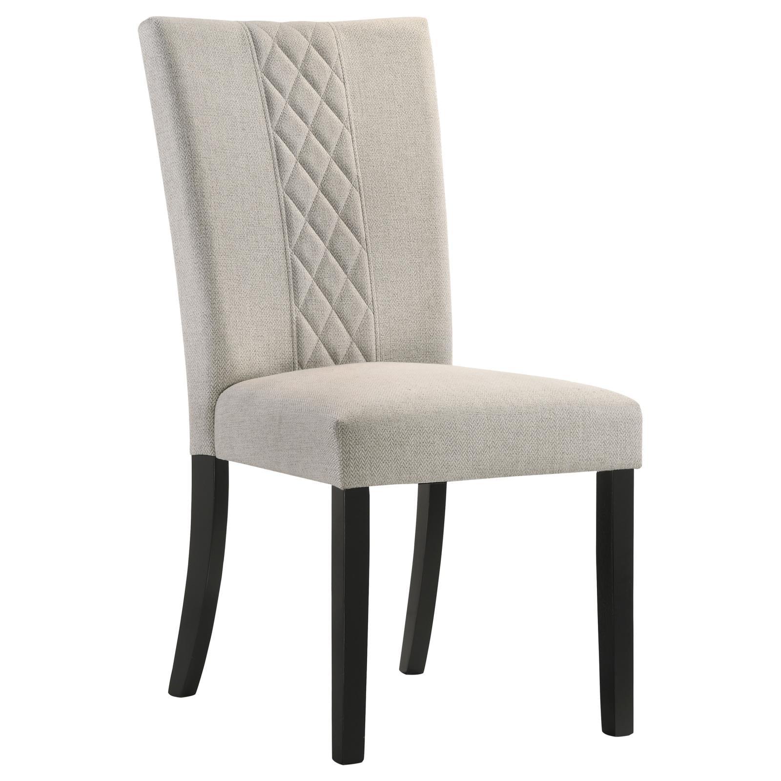 Malia Upholstered Solid Back Dining Side Chair Beige and Black (Set of 2) - Image 3