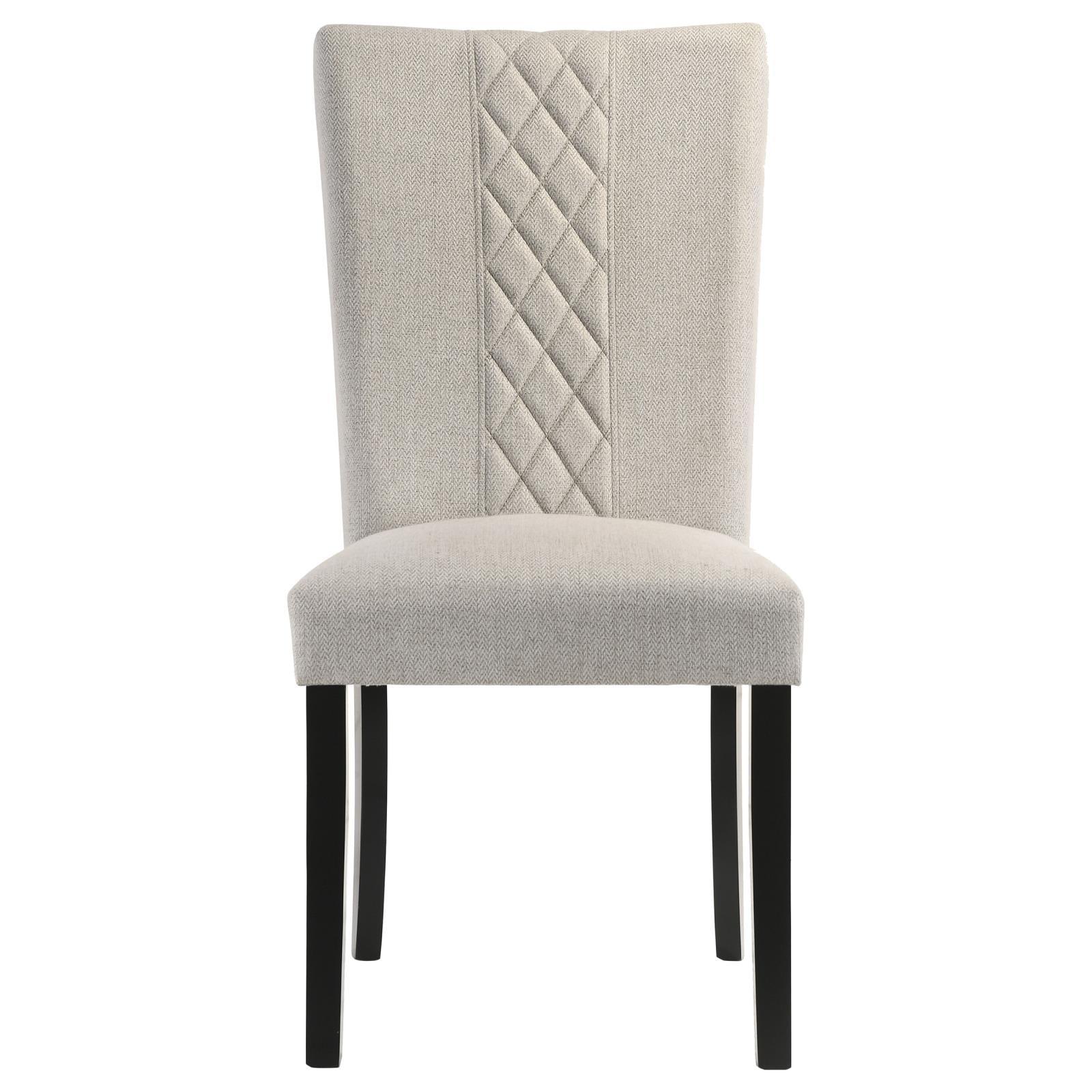 Malia Upholstered Solid Back Dining Side Chair Beige and Black (Set of 2) - Image 4