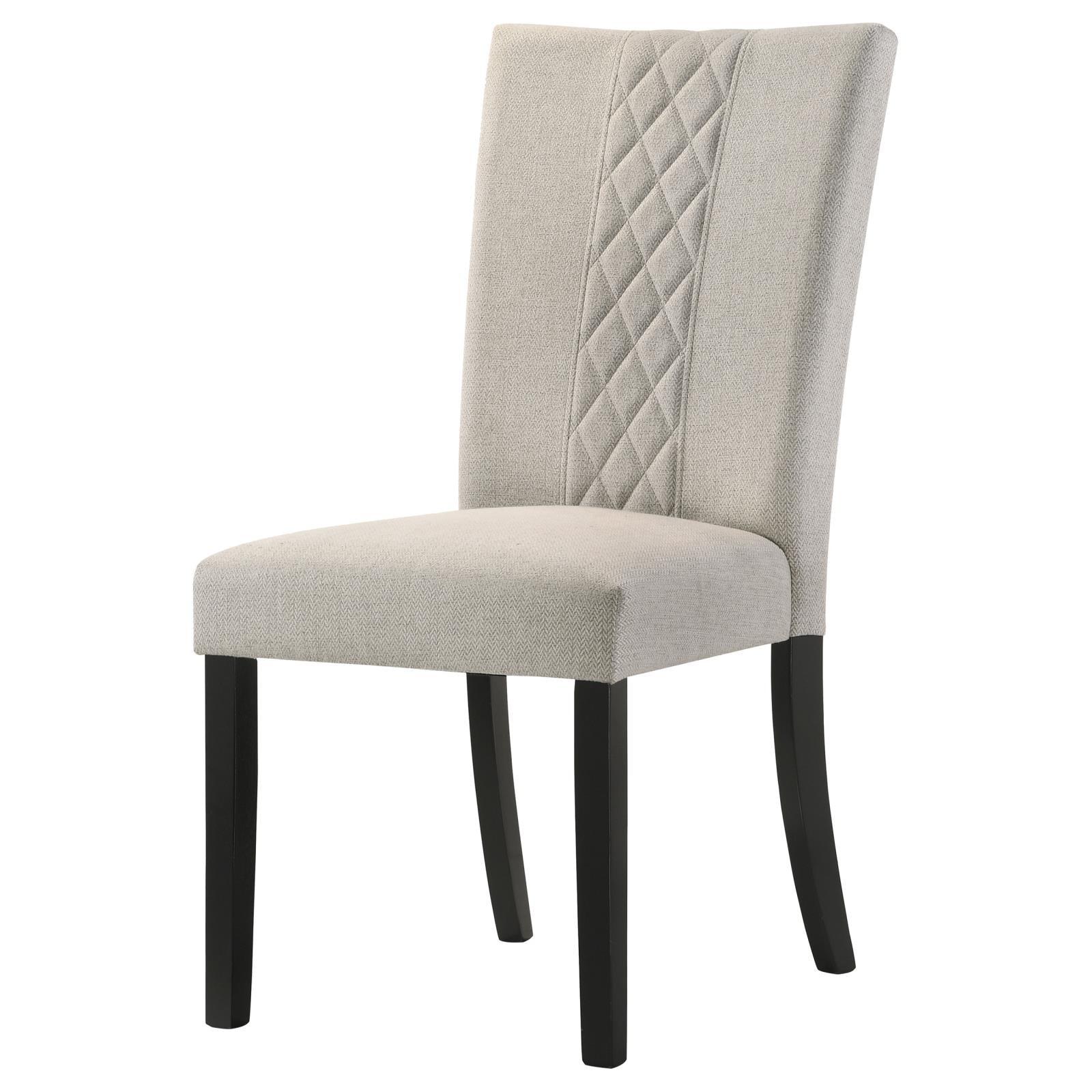 Malia Upholstered Solid Back Dining Side Chair Beige and Black (Set of 2) - Image 5