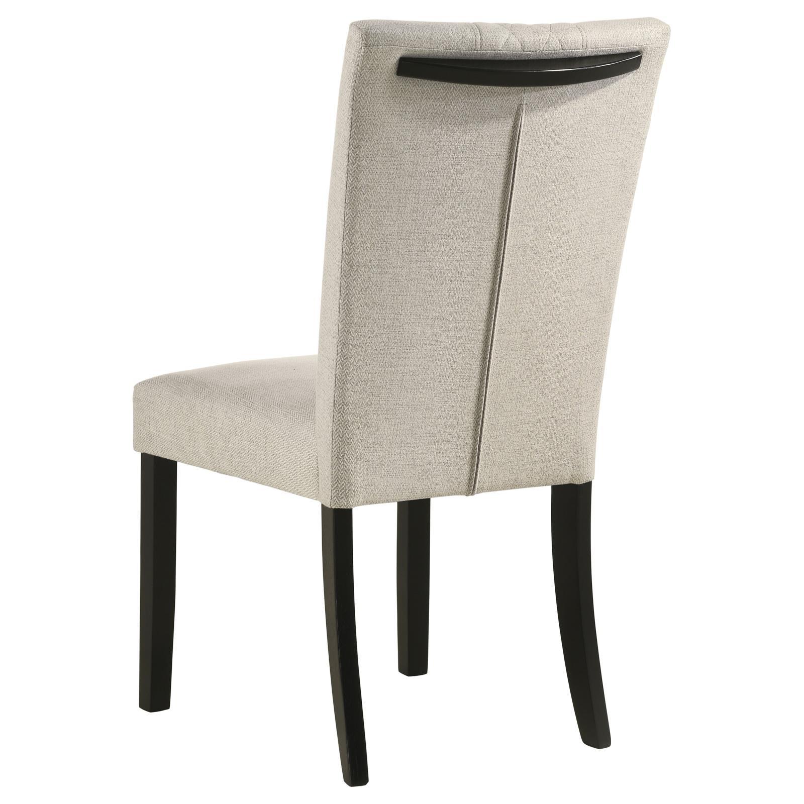 Malia Upholstered Solid Back Dining Side Chair Beige and Black (Set of 2) - Image 7