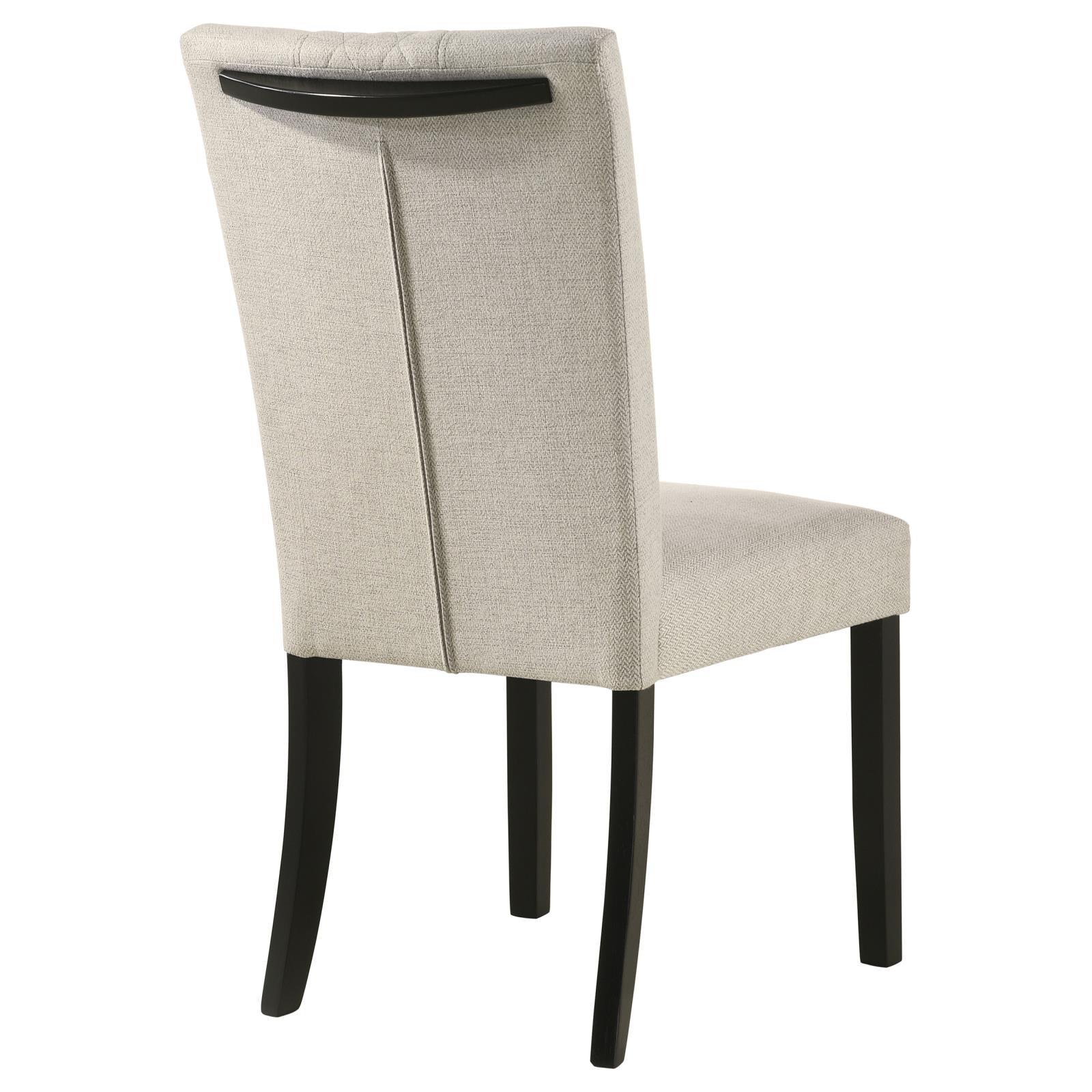 Malia Upholstered Solid Back Dining Side Chair Beige and Black (Set of 2) - Image 8