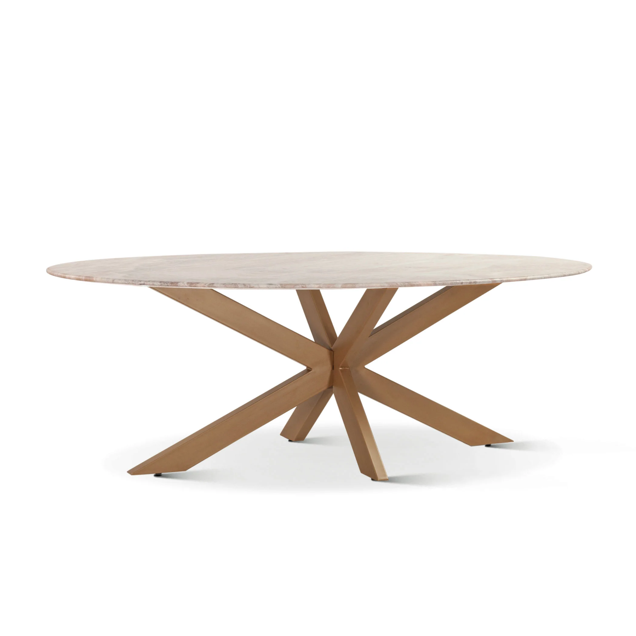 Malibu 90" Oval Dining Table in Sawar Marble with Antique Gold Base - Image 2