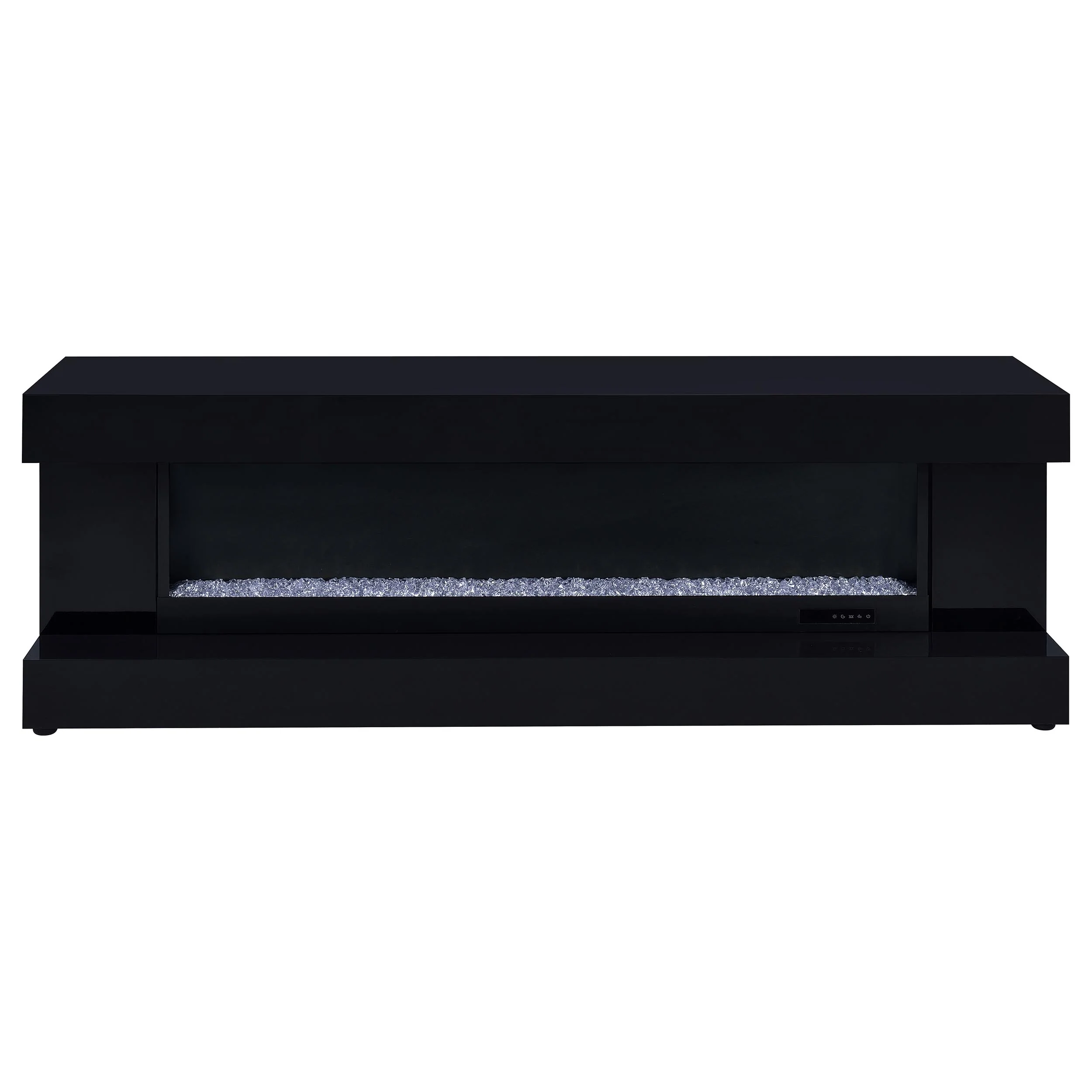 Mallory Black High Gloss TV Stand Fireplace Console Bluetooth Speaker - Image 3