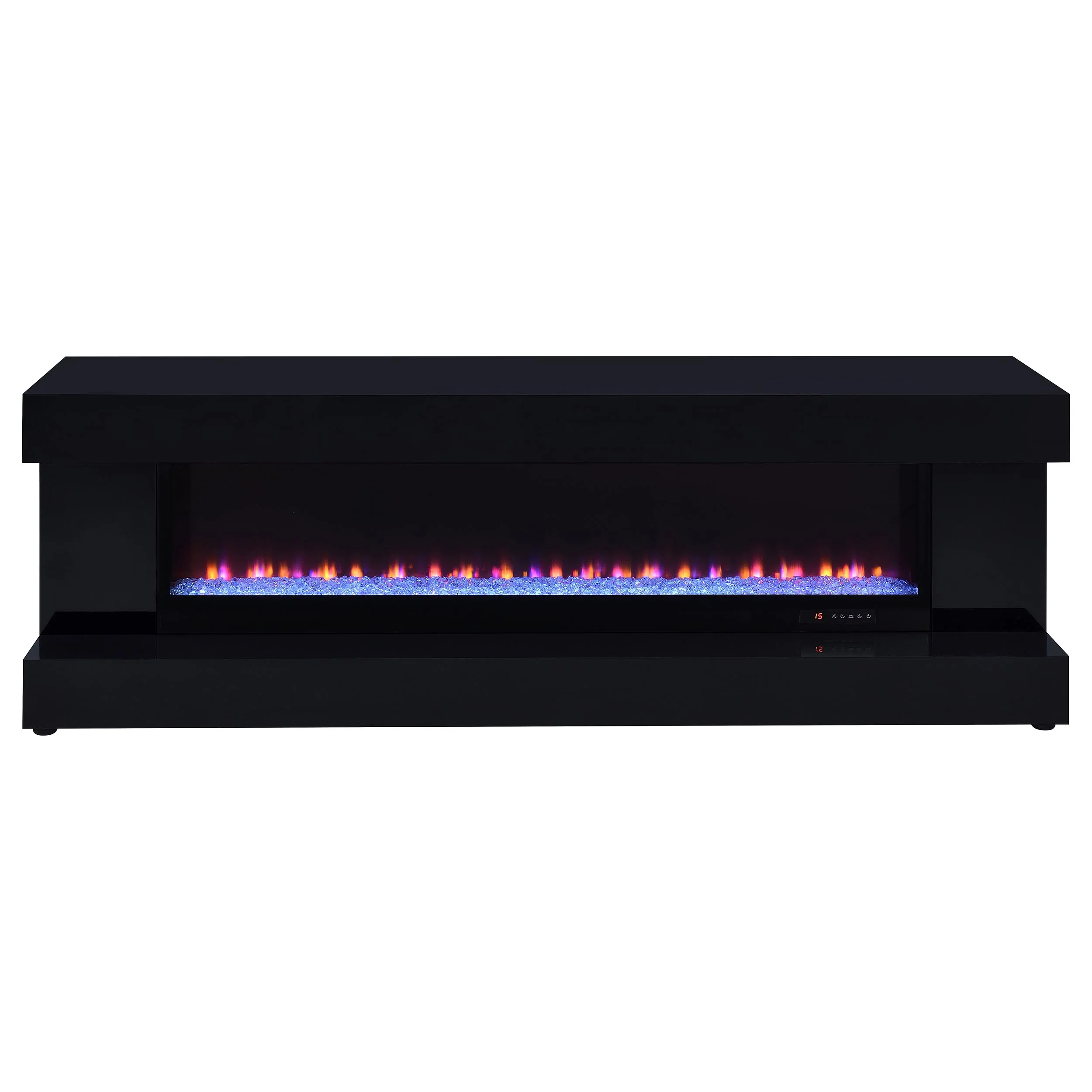 Mallory Black High Gloss TV Stand Fireplace Console Bluetooth Speaker - Image 4