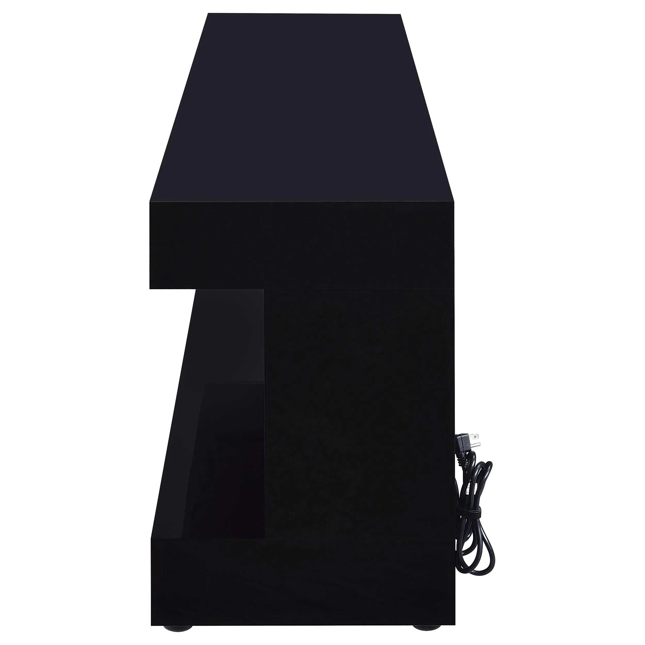 Mallory Black High Gloss TV Stand Fireplace Console Bluetooth Speaker - Image 5