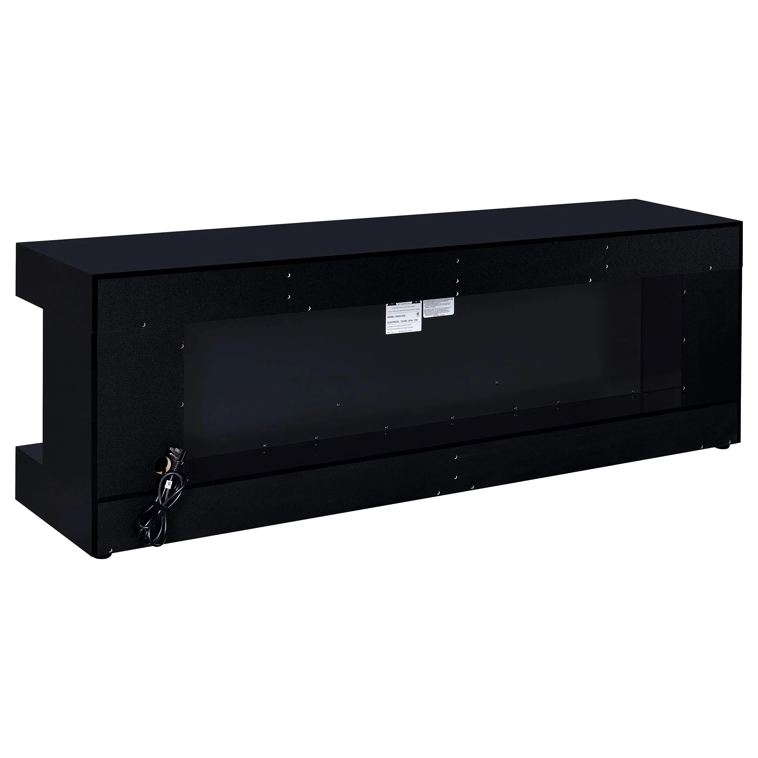 Mallory Black High Gloss TV Stand Fireplace Console Bluetooth Speaker - Image 6