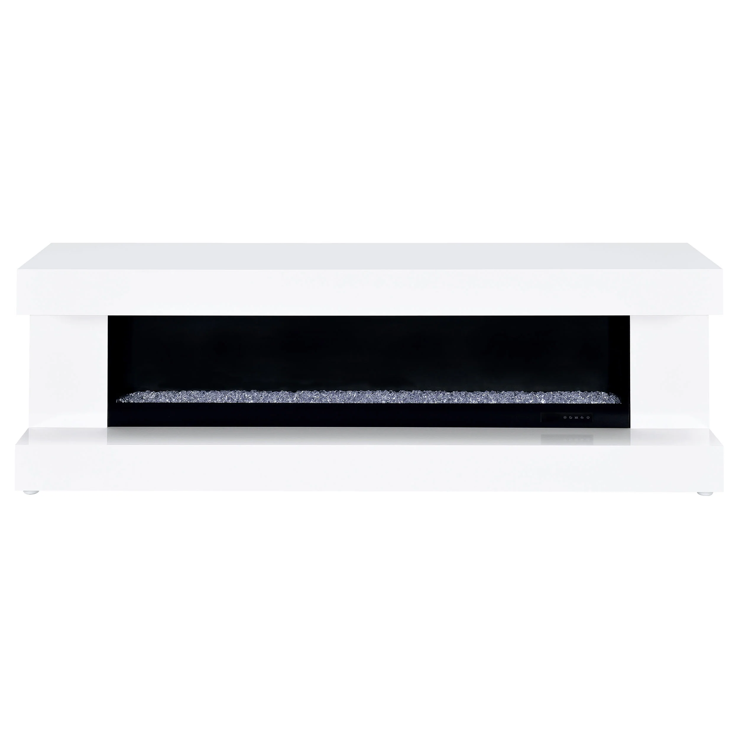 Mallory White High Gloss TV Stand Fireplace Console Bluetooth Speaker - Image 3