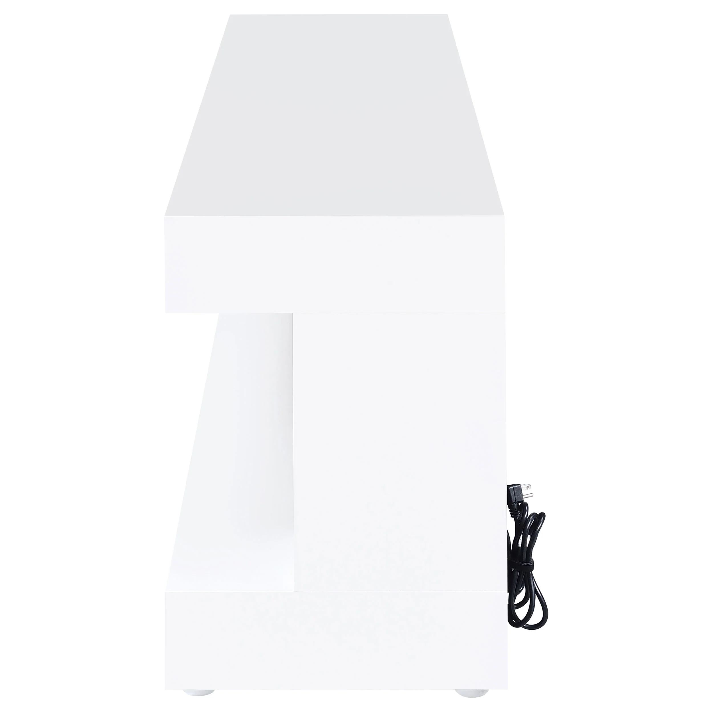 Mallory White High Gloss TV Stand Fireplace Console Bluetooth Speaker - Image 5