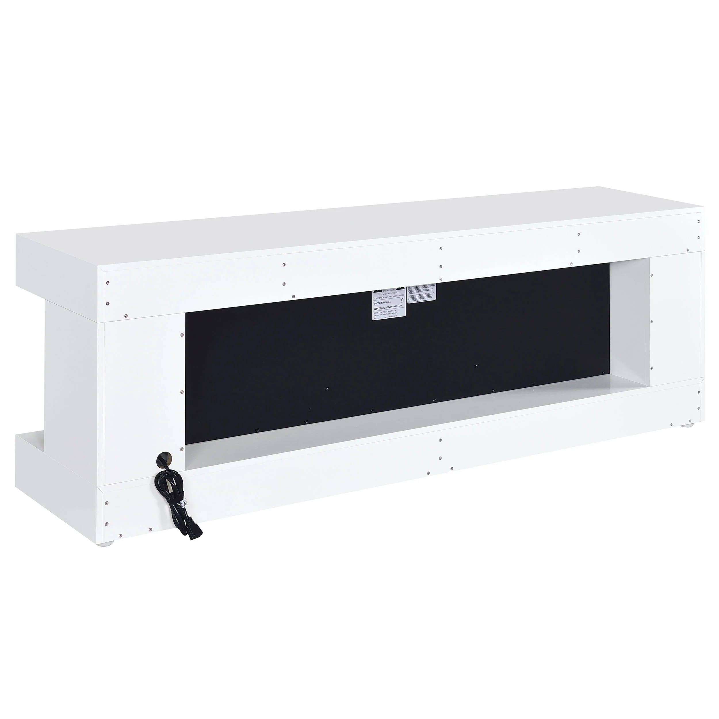 Mallory White High Gloss TV Stand Fireplace Console Bluetooth Speaker - Image 6