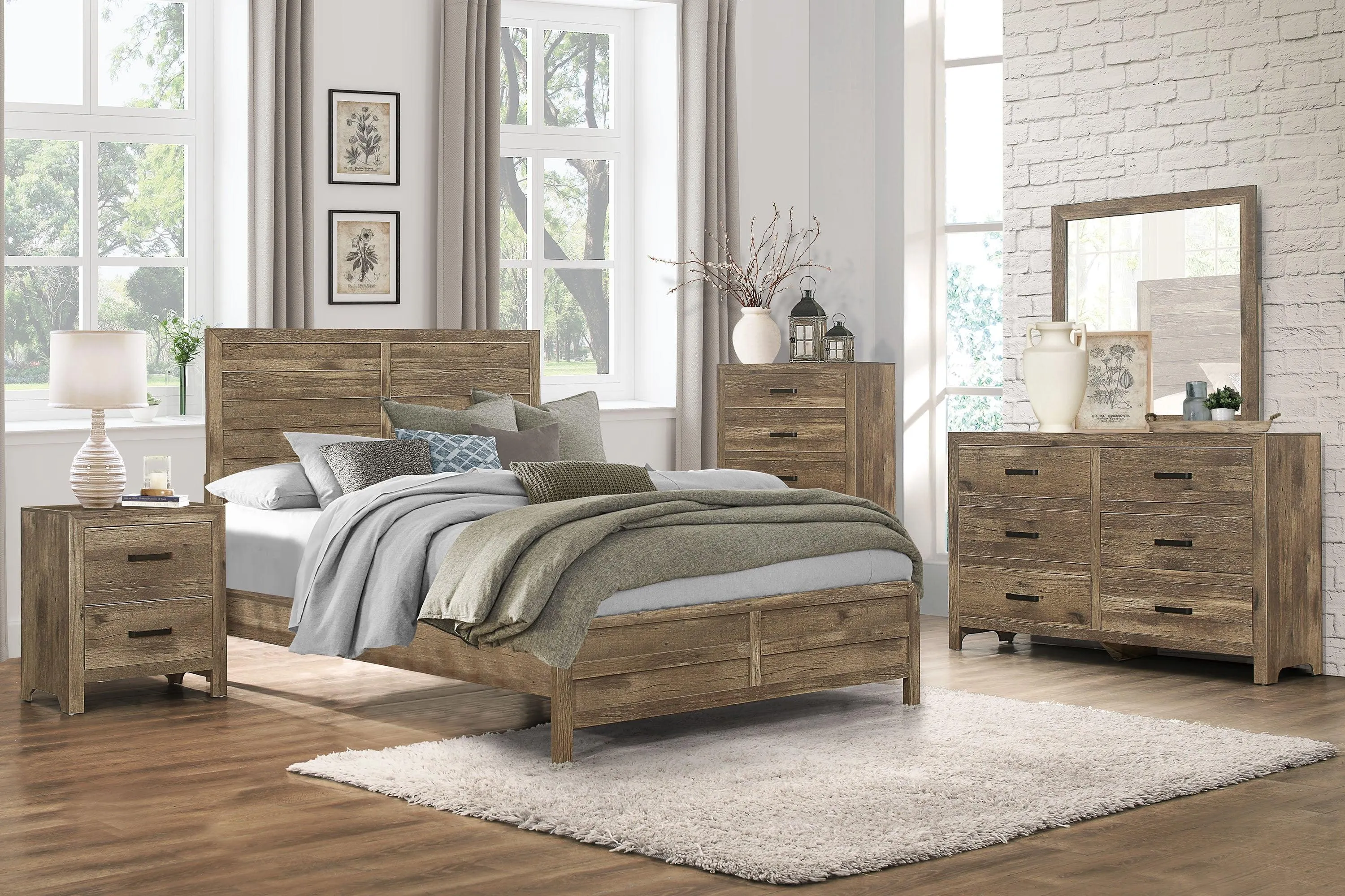 Mandan Weathered Pine Queen Panel Bed - Image 2
