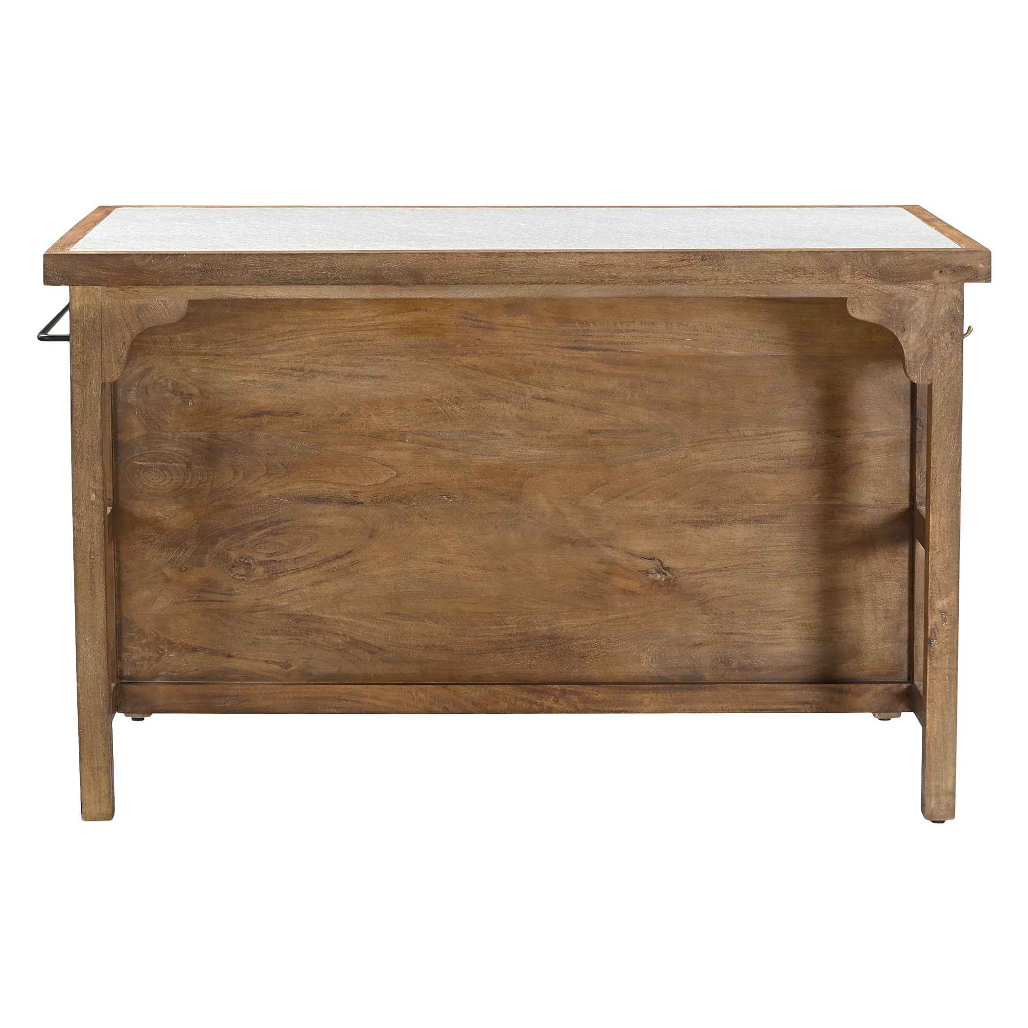 Manila 58" Kitchen Island Table with White Marble Top and Natural Mango Base - Image 4