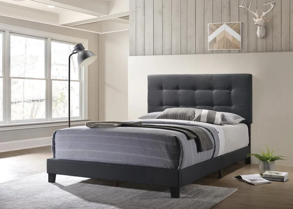 Mapes Charcoal Tufted Upholstered Eastern King Bed - Image 2