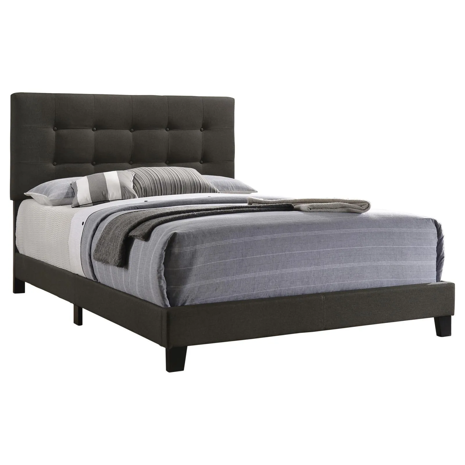 Mapes Charcoal Tufted Upholstered Eastern King Bed - Image 5
