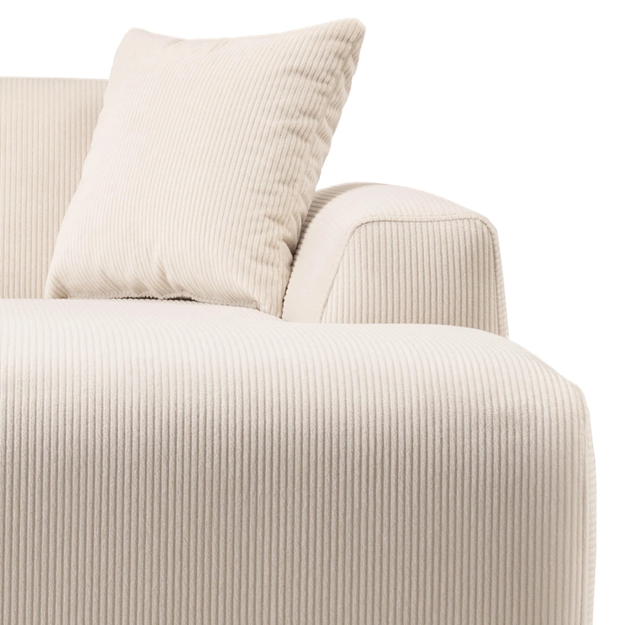 Mar U-Shape Corner Sofa - Cream Corduroy - Image 3
