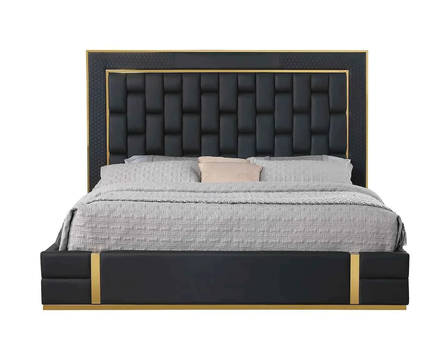 Marbella Black/Gold Queen Storage Platform Bed - Image 4