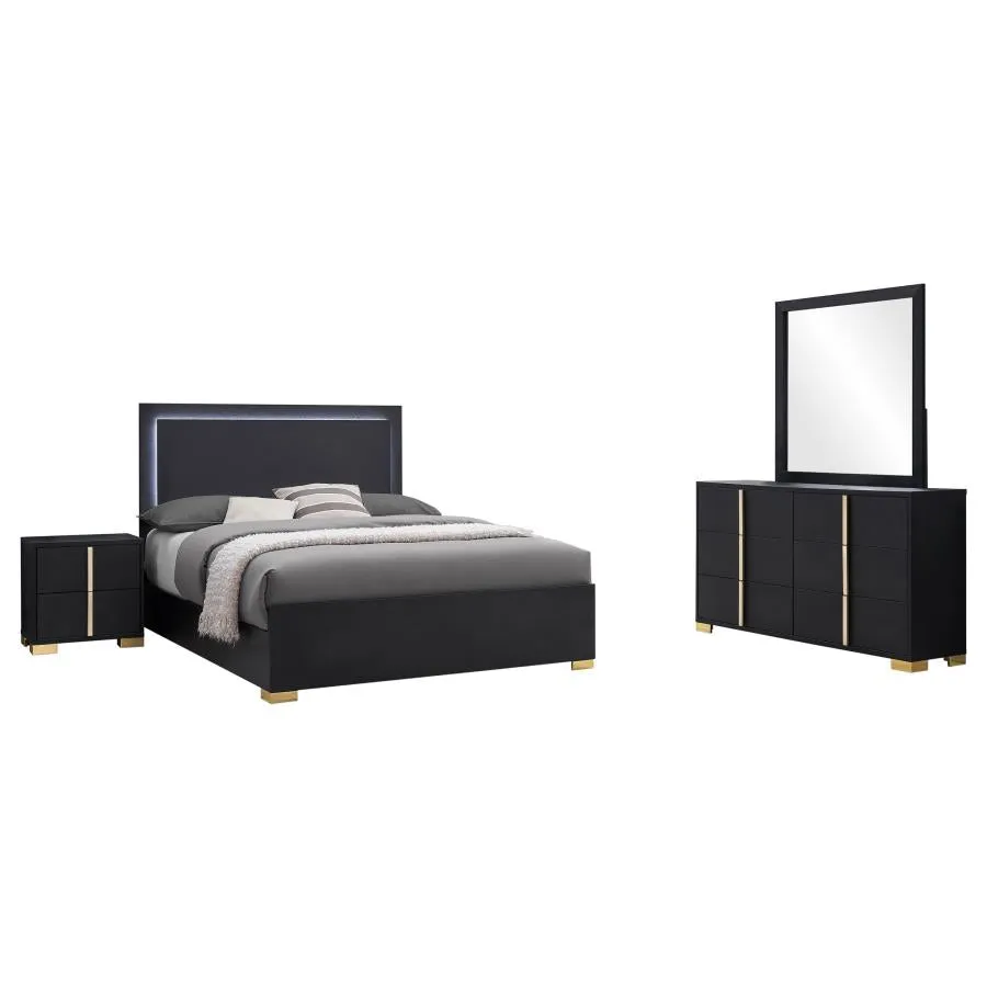 Marceline Black 4-Piece Queen Bedroom Set with LED Headboard - Image 2