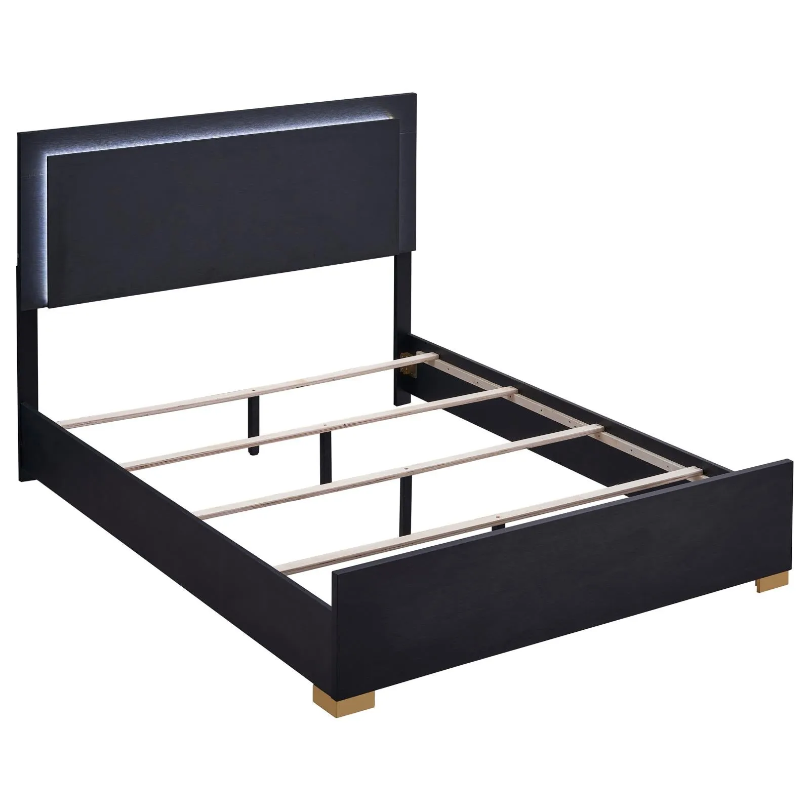 Marceline Black 4-Piece Queen Bedroom Set with LED Headboard - Image 3