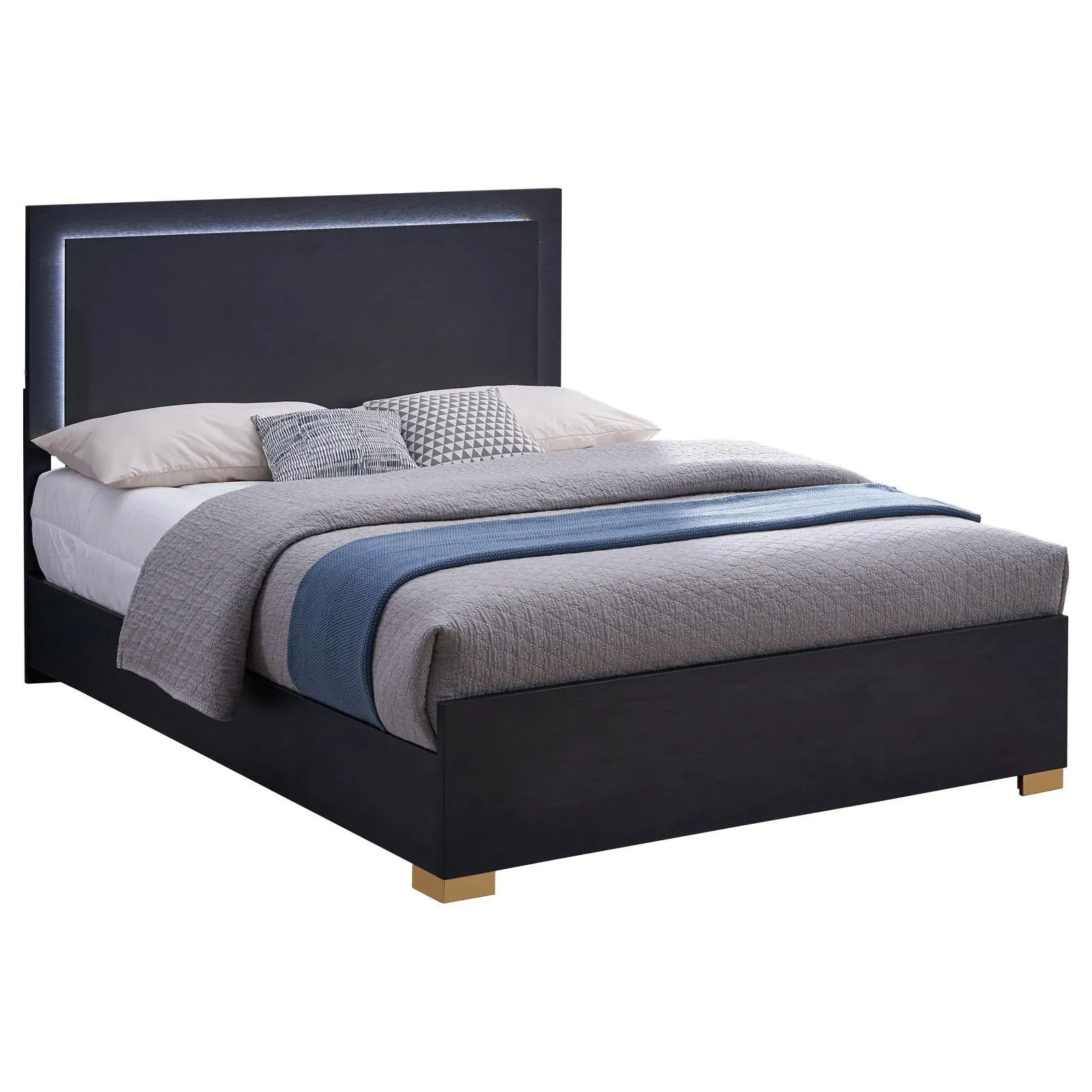 Marceline Black Eastern King Bed with LED Headboard - Image 2