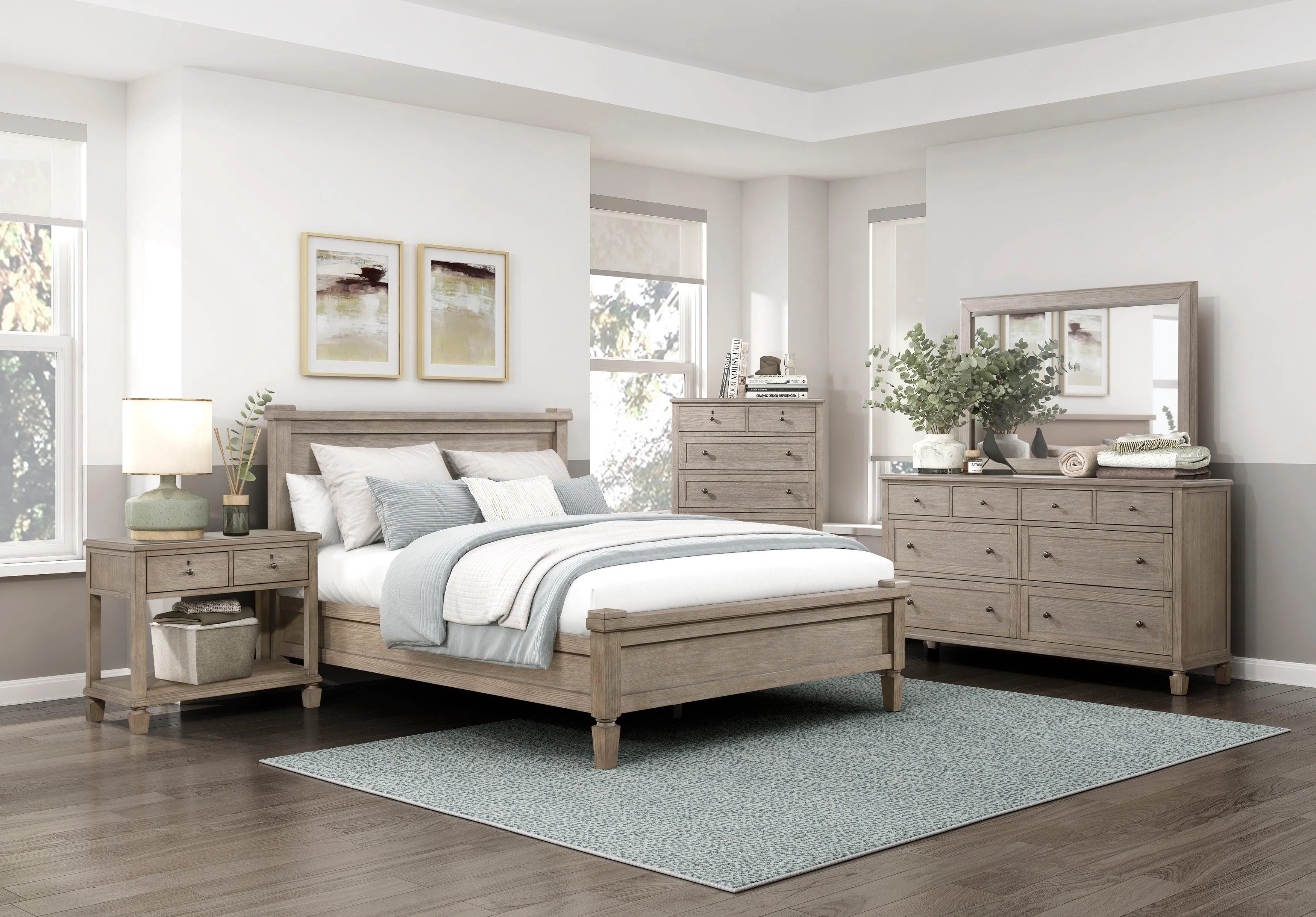 Marceline Gray Oak Eastern King Canopy Platform Bed - Image 12