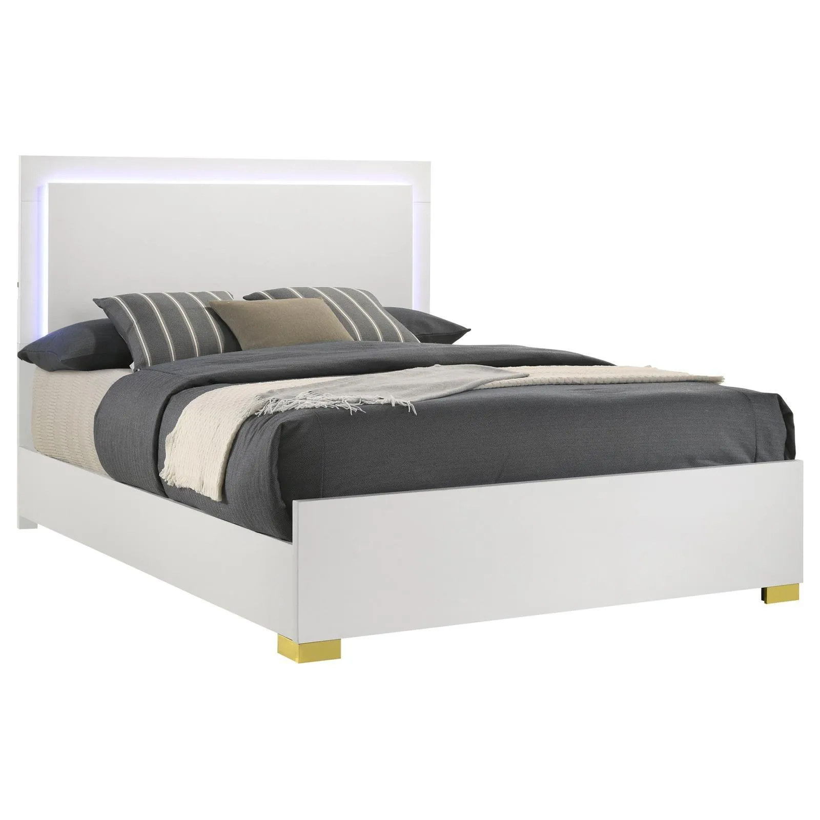 Marceline White Queen Bed with LED Headboard - Image 7