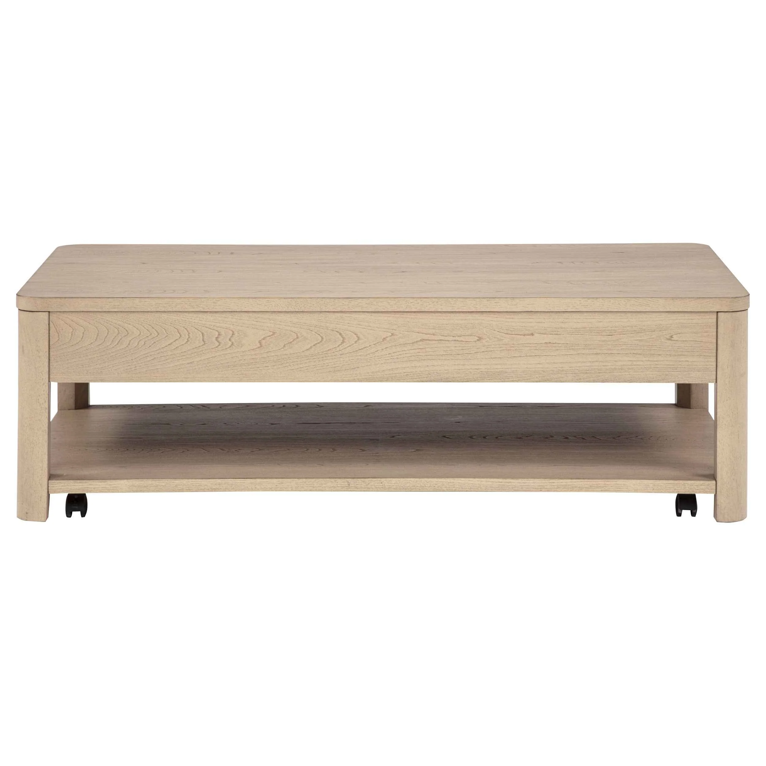 Marcelo Light Elm Wood Coffee Table with 2 Drawers and Shelf - Image 3