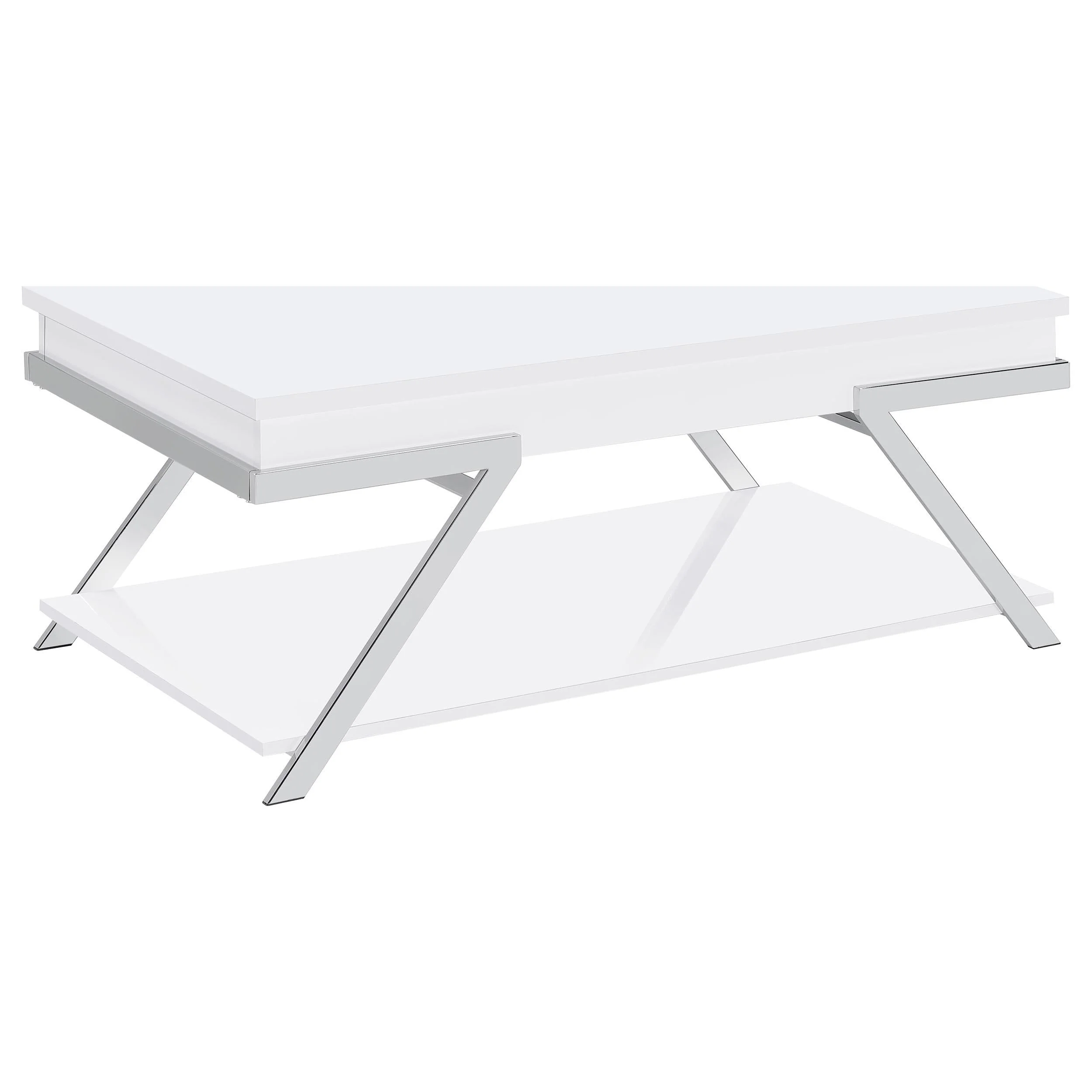 Marcia White 2-Piece High Gloss Lift Top Coffee and End Table Set - Image 6