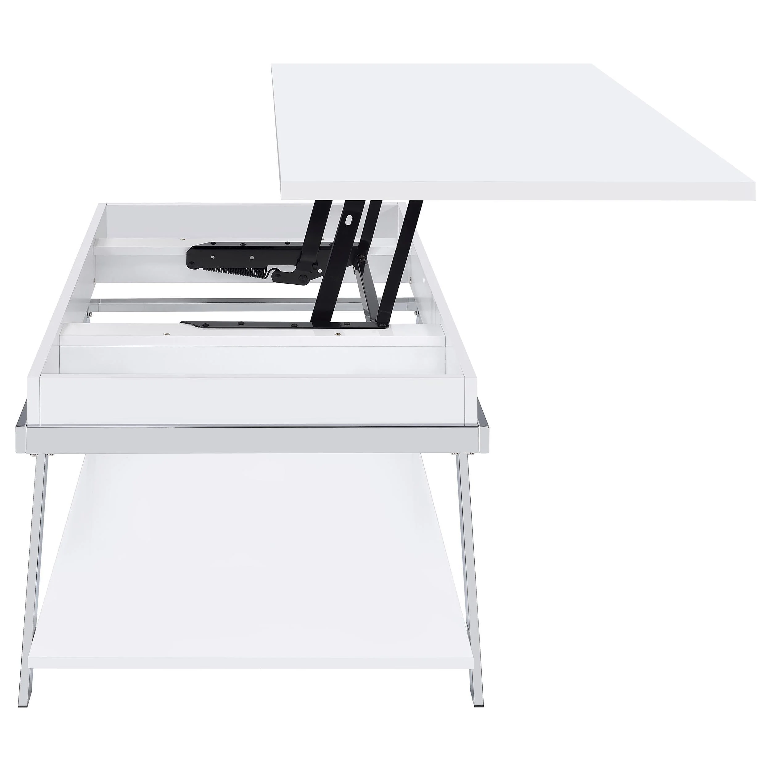 Marcia White 3-Piece High Gloss Lift Top Coffee and End Table Set - Image 10