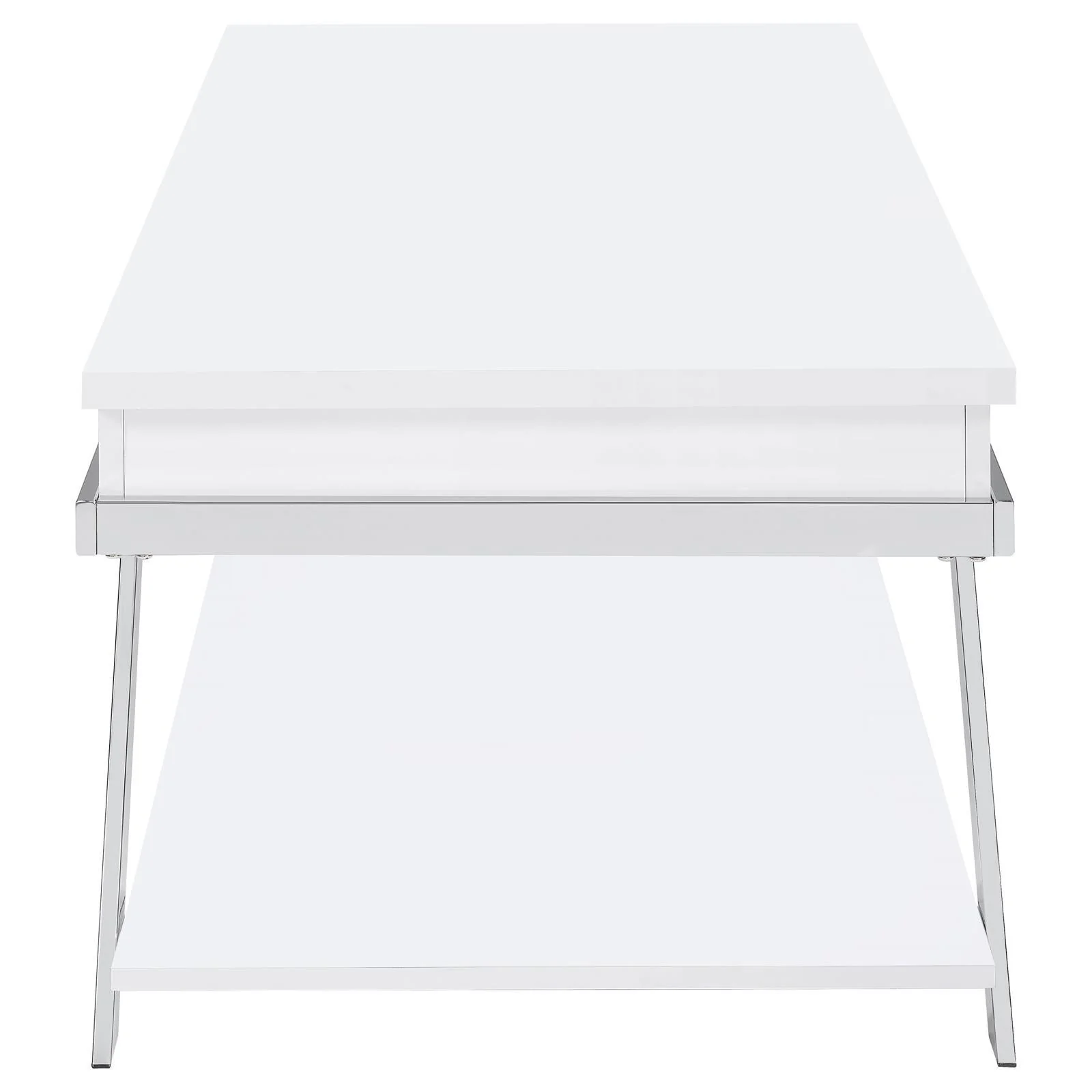 Marcia Wood Rectangular Lift Top Coffee Table White High Gloss and Chrome - Image 11