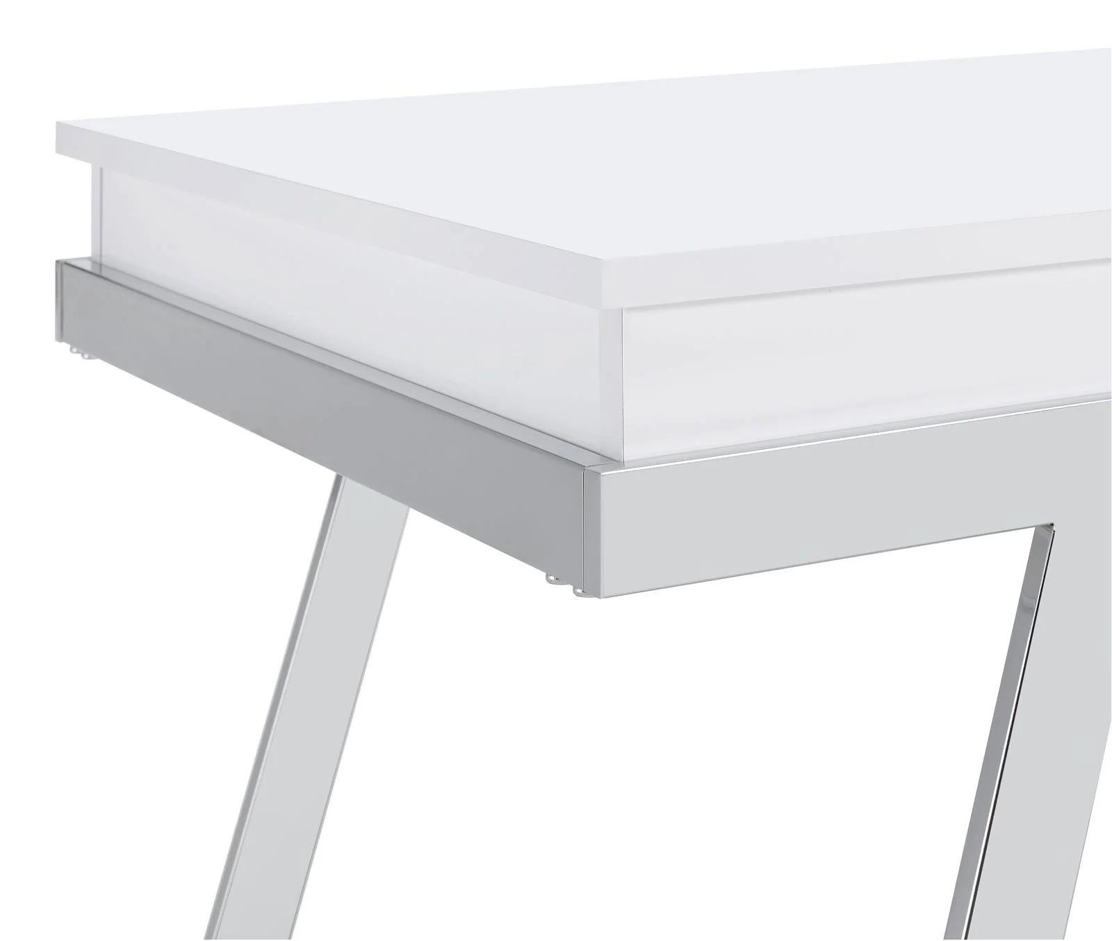 Marcia Wood Rectangular Lift Top Coffee Table White High Gloss and Chrome - Image 12