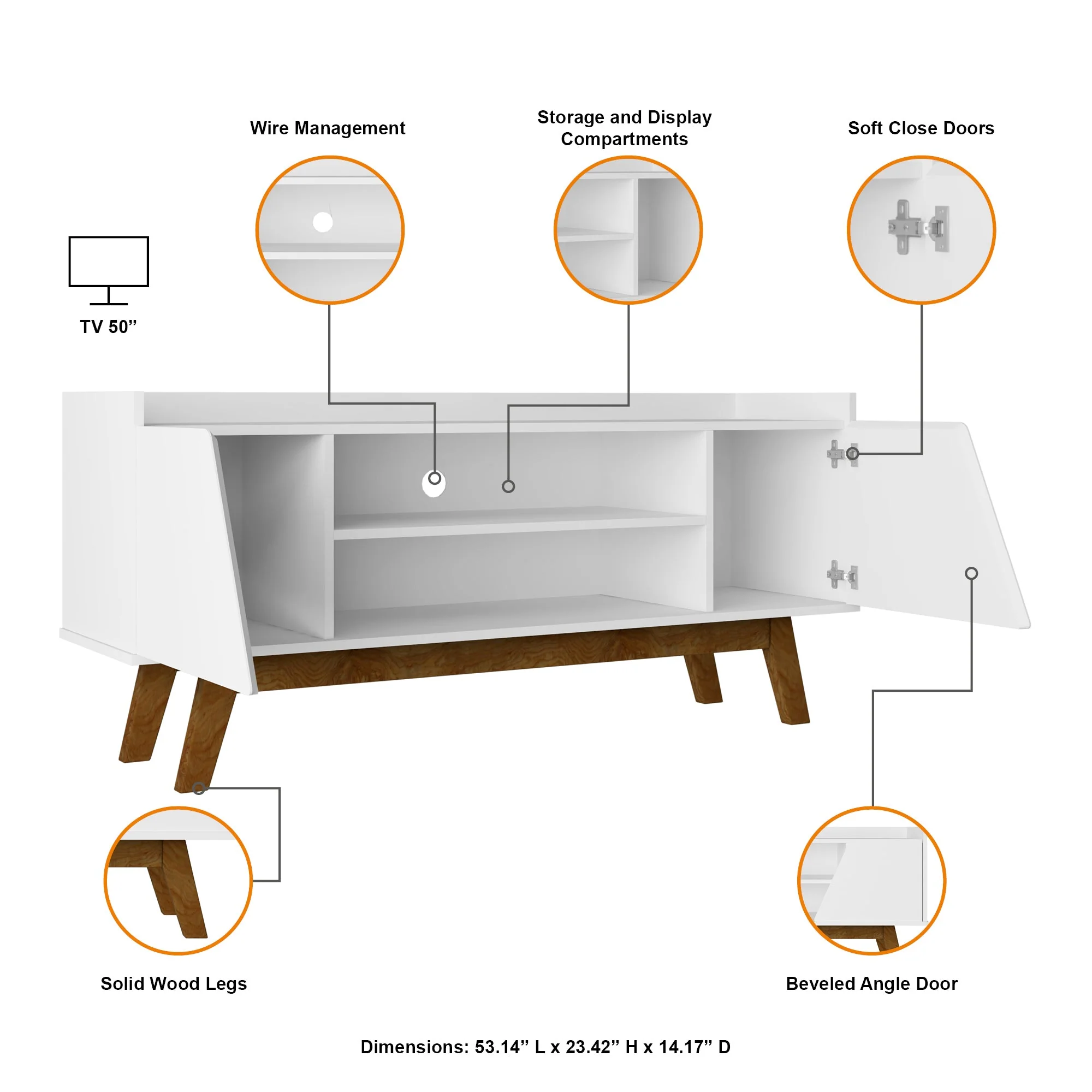 Marcus 53.14 TV Stand in White - Image 4