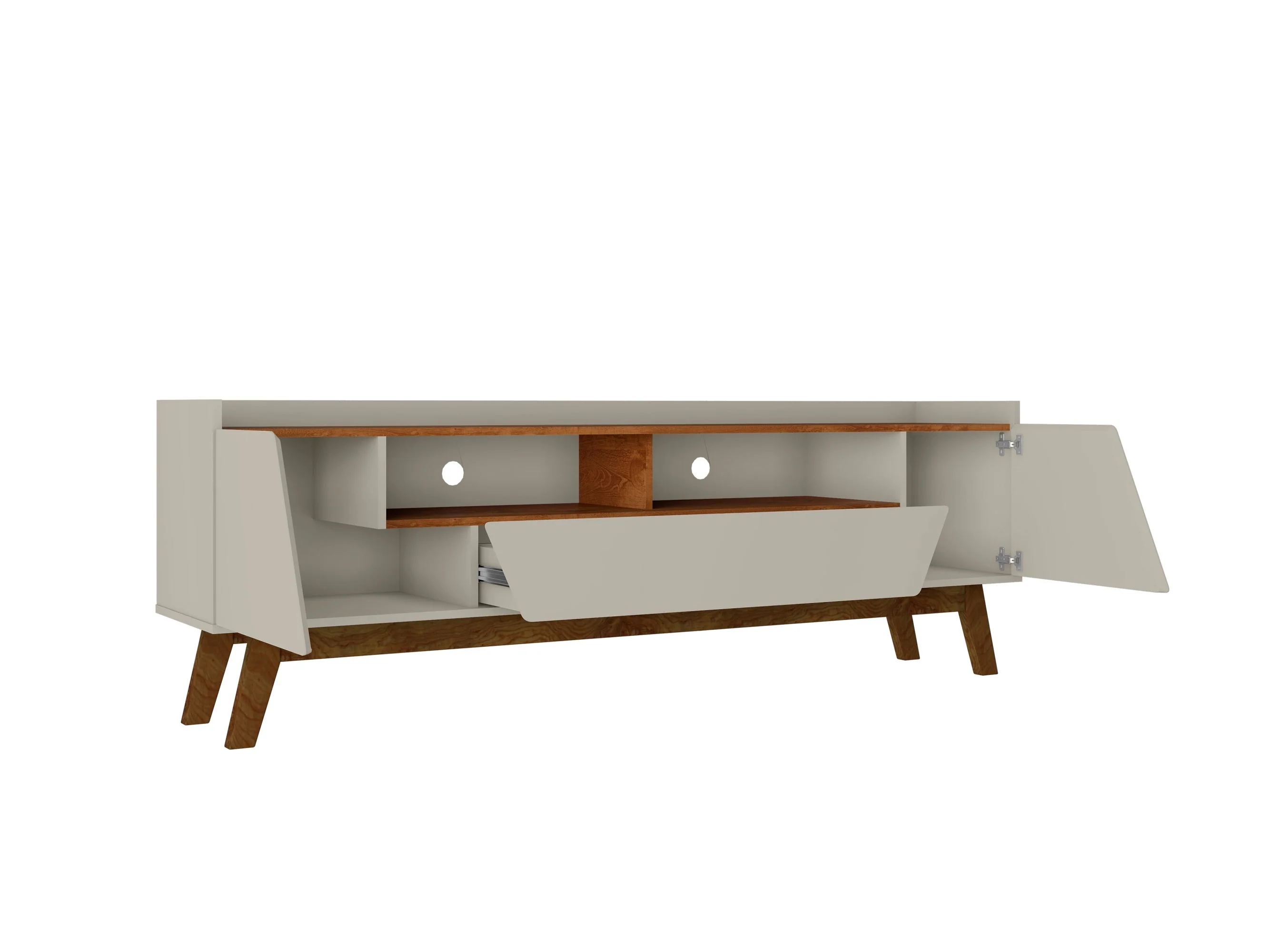 Marcus 70.86 TV Stand in Greige and Nature - Image 5