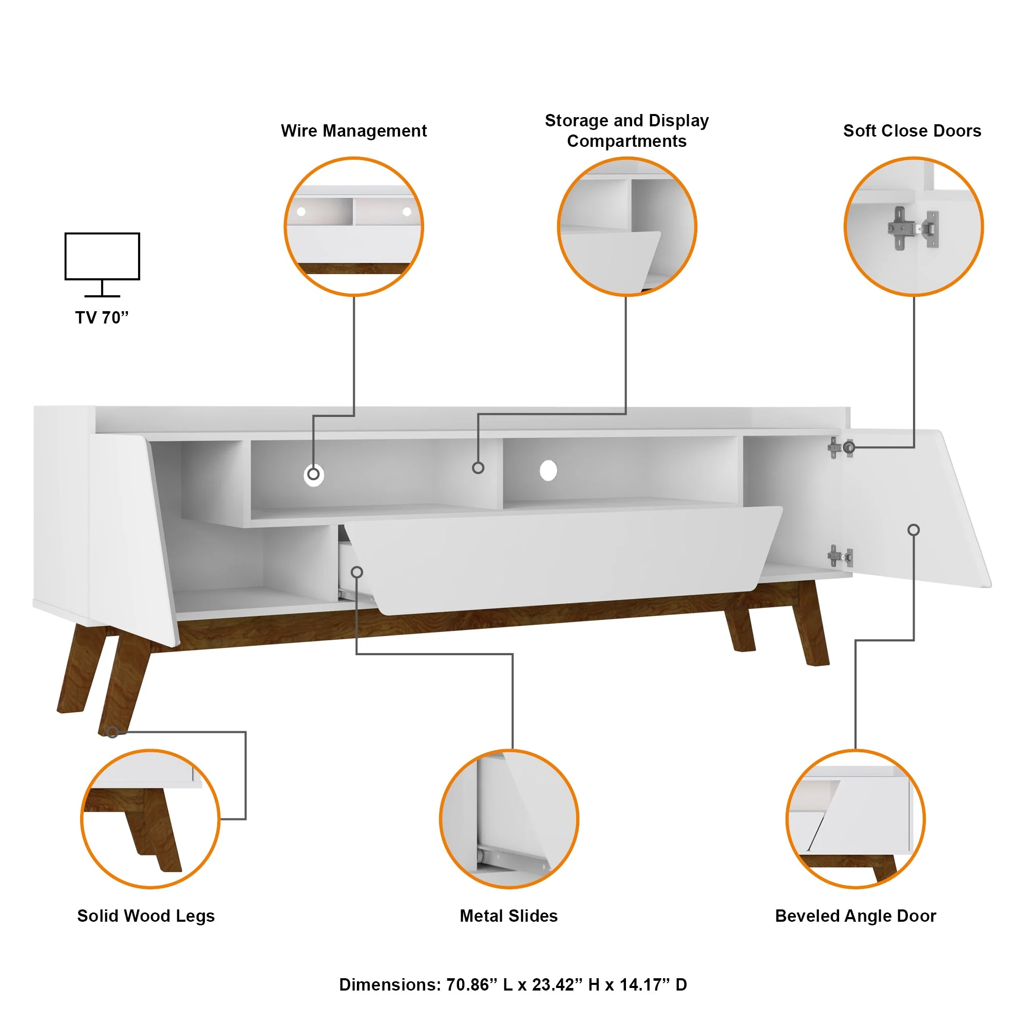 Marcus 70.86 TV Stand in White - Image 4