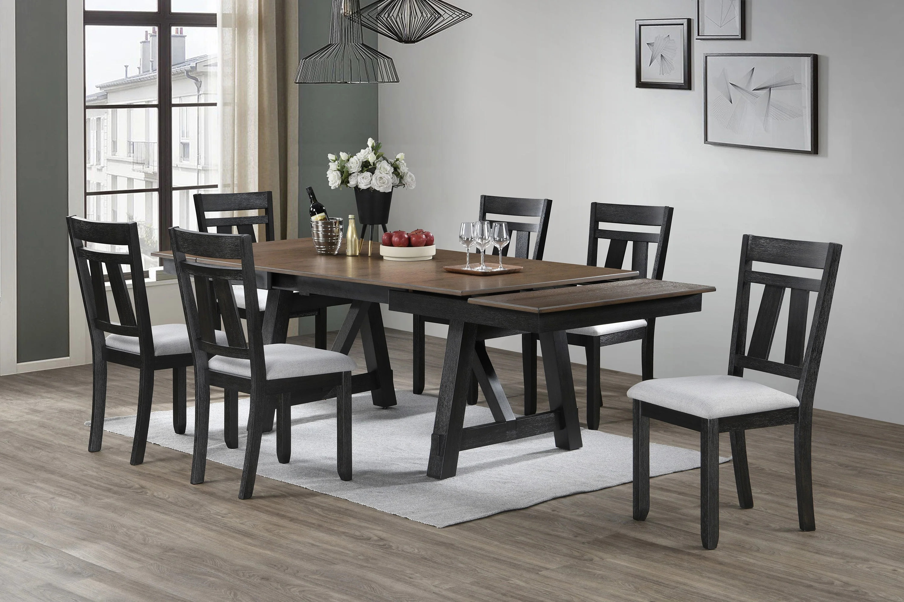 Maribelle Wheat Charcoal Extendable Dining Set - Image 2