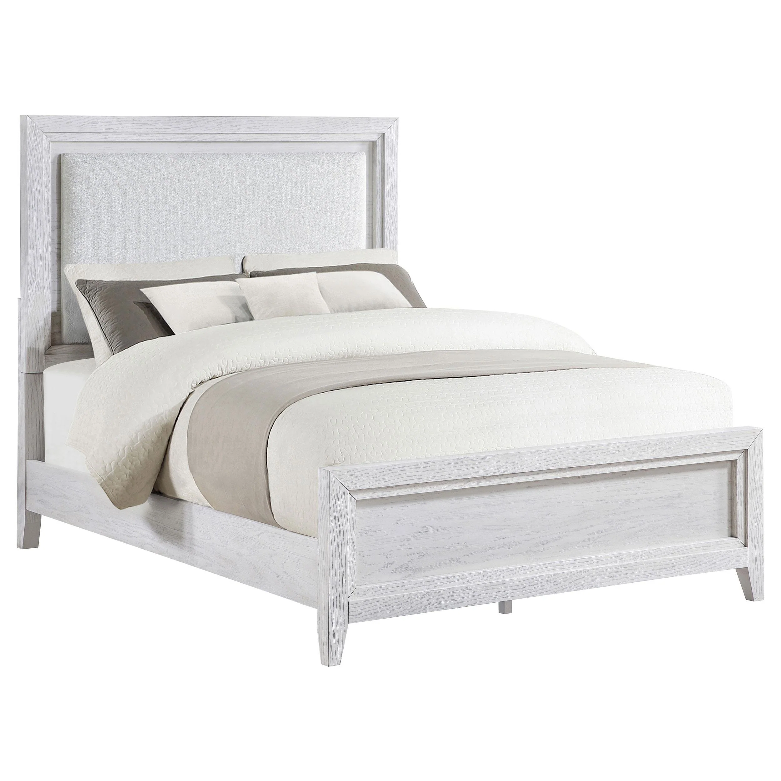 Marielle Distressed White Eastern King LED Panel Bed - Image 2