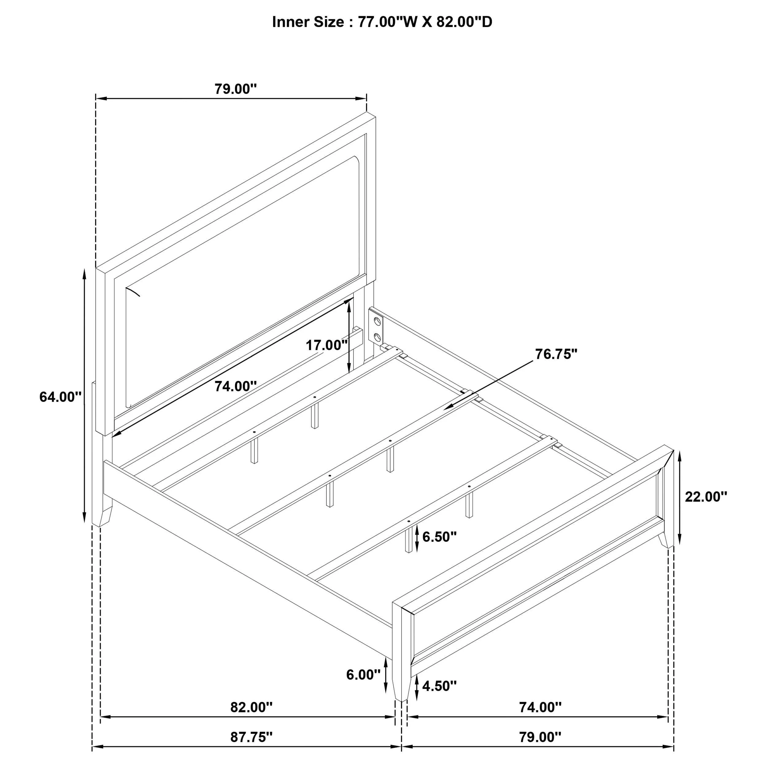 Marielle Distressed White Eastern King LED Panel Bed - Image 9