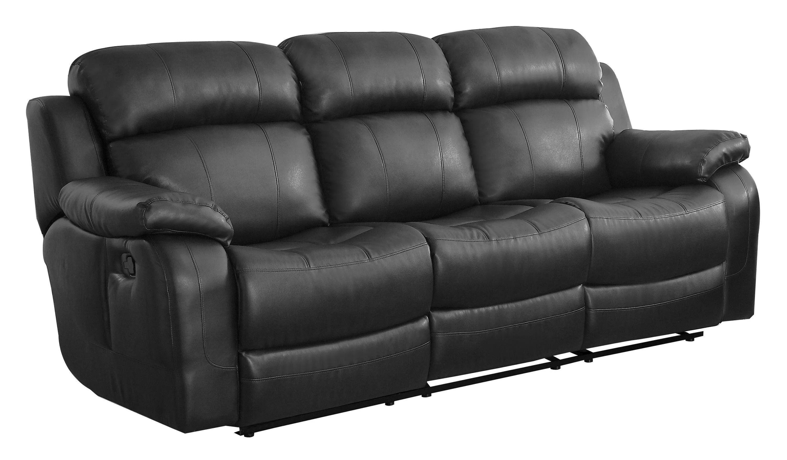 Marilla Bonded Black Leather Living Room Set - Image 3