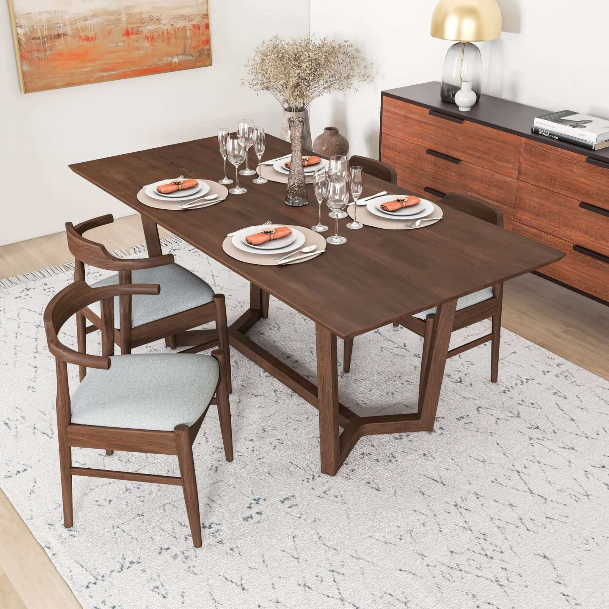 Marina  Solid Wood Dining Table In Brown - Image 2