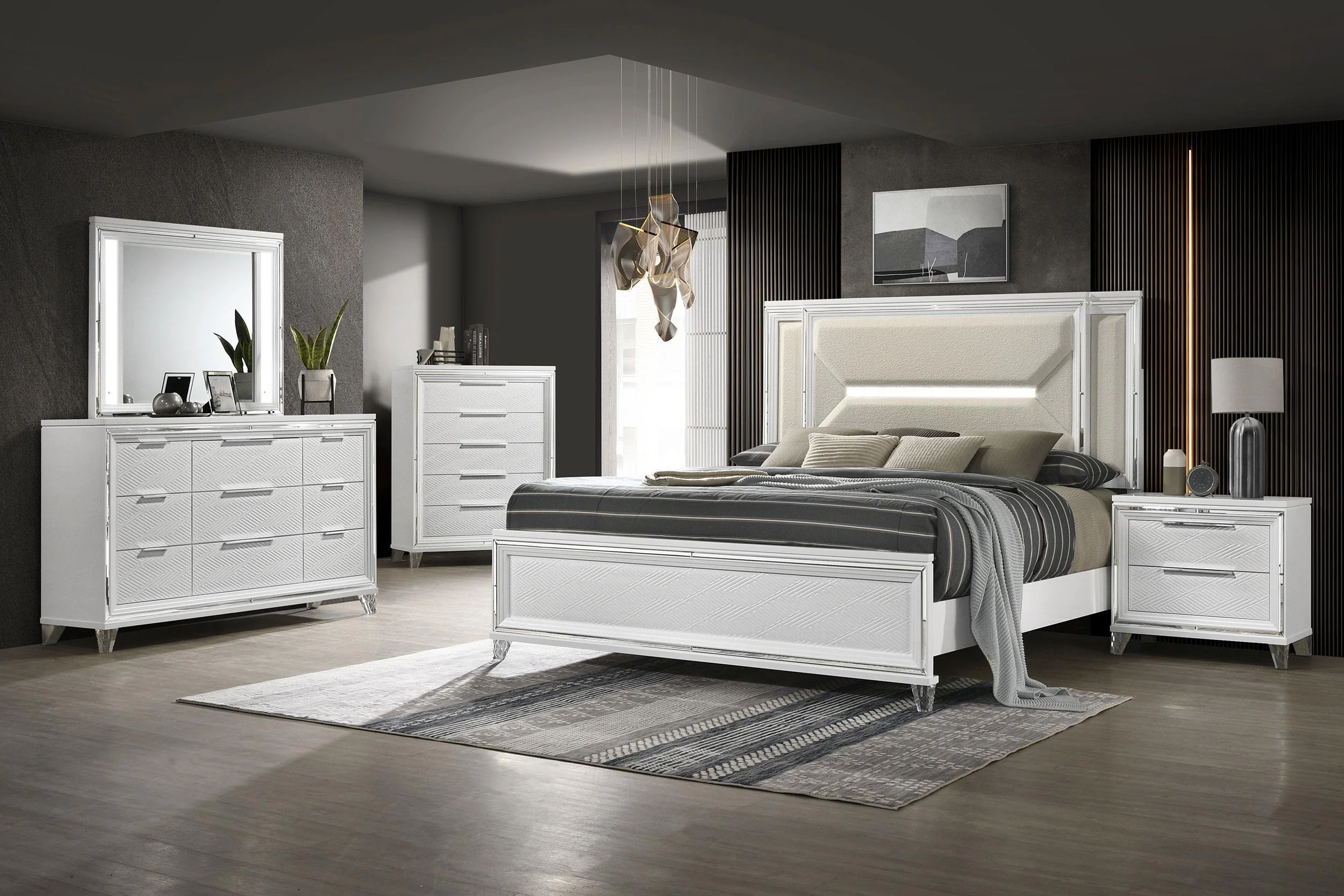 Marmore White 2-drawer Nightstand Bedside Table - Image 16