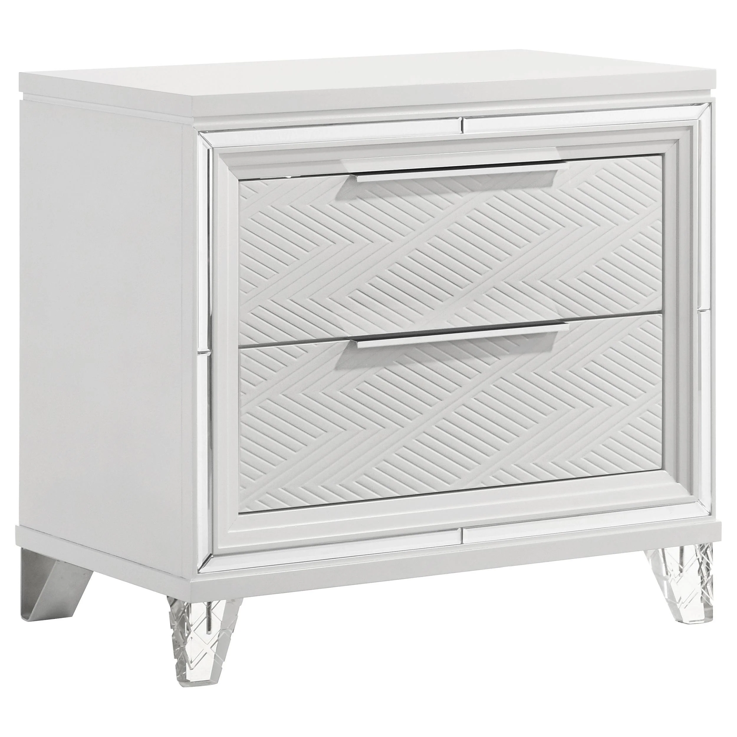 Marmore White 2-drawer Nightstand Bedside Table - Image 2