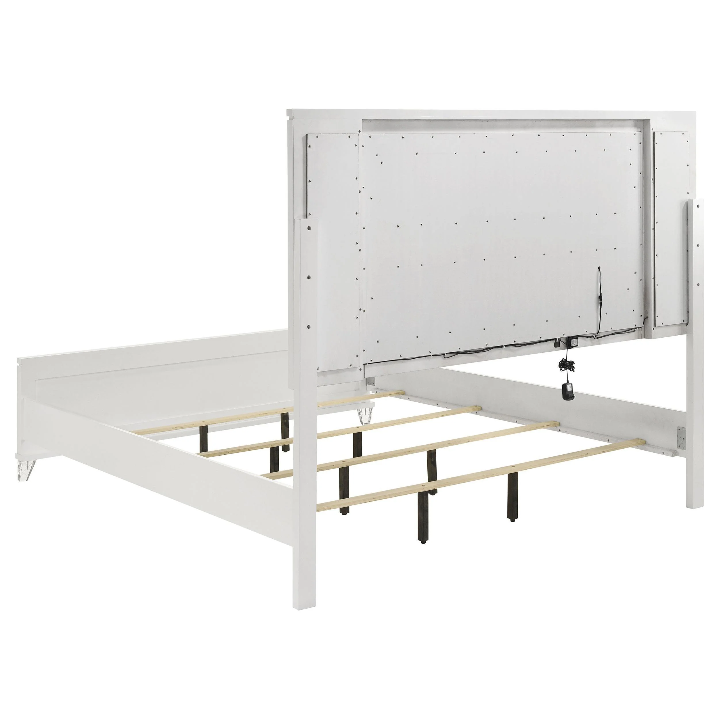 Marmore White 64-inch Queen Panel Bed LED Headboard - Image 3