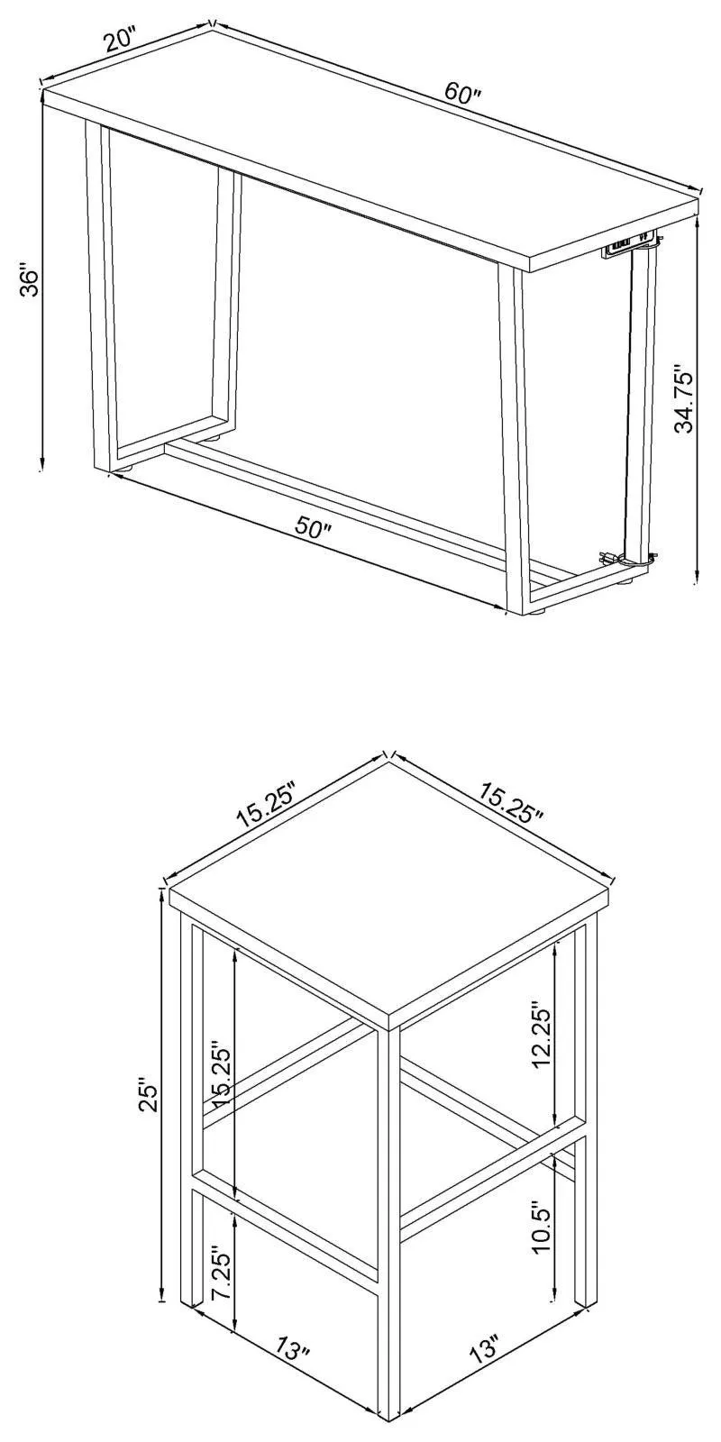 Marmot White Marble/Chrome 4-Piece Rectangle Counter Height Set - Image 4