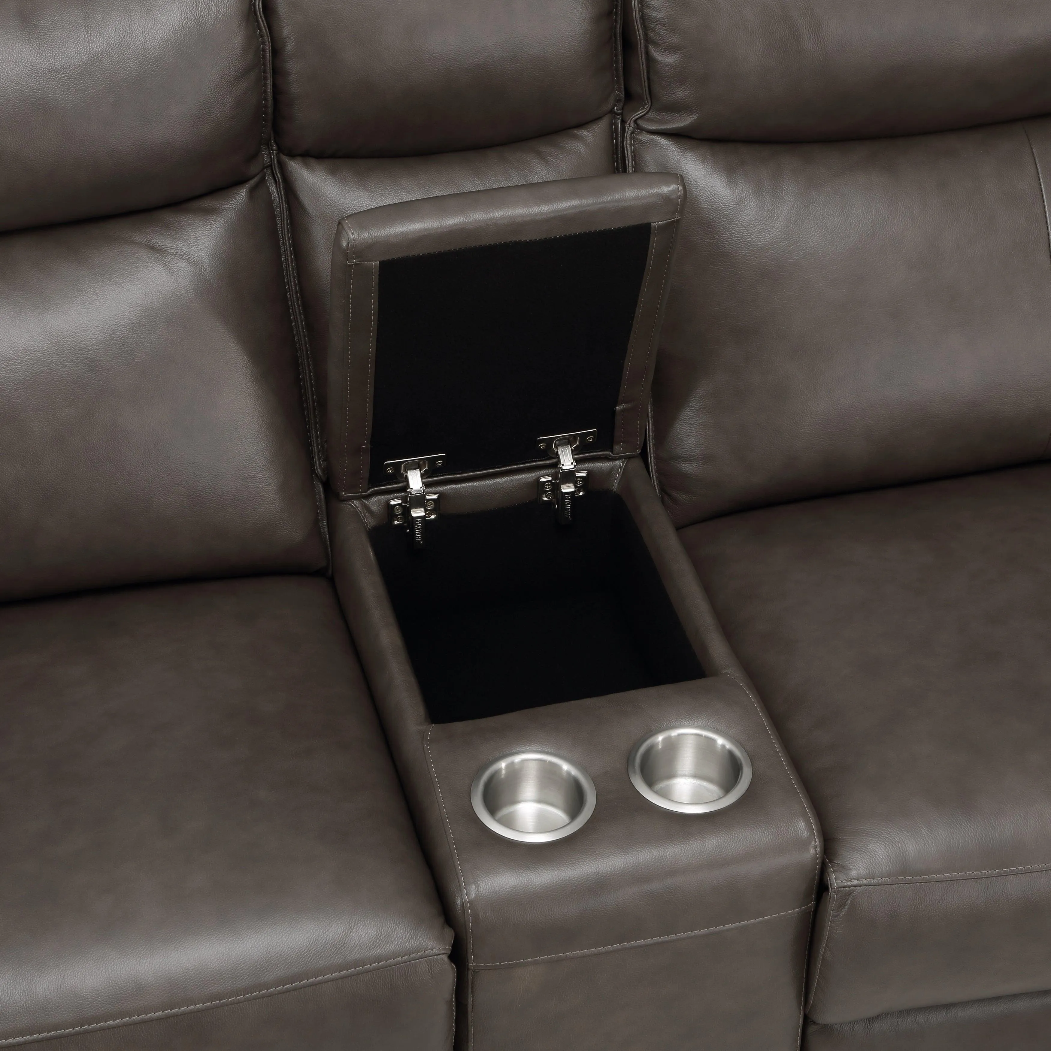 Maroni Dark Brown Leather 6-Piece Modular Power Reclining Sectional - Image 6