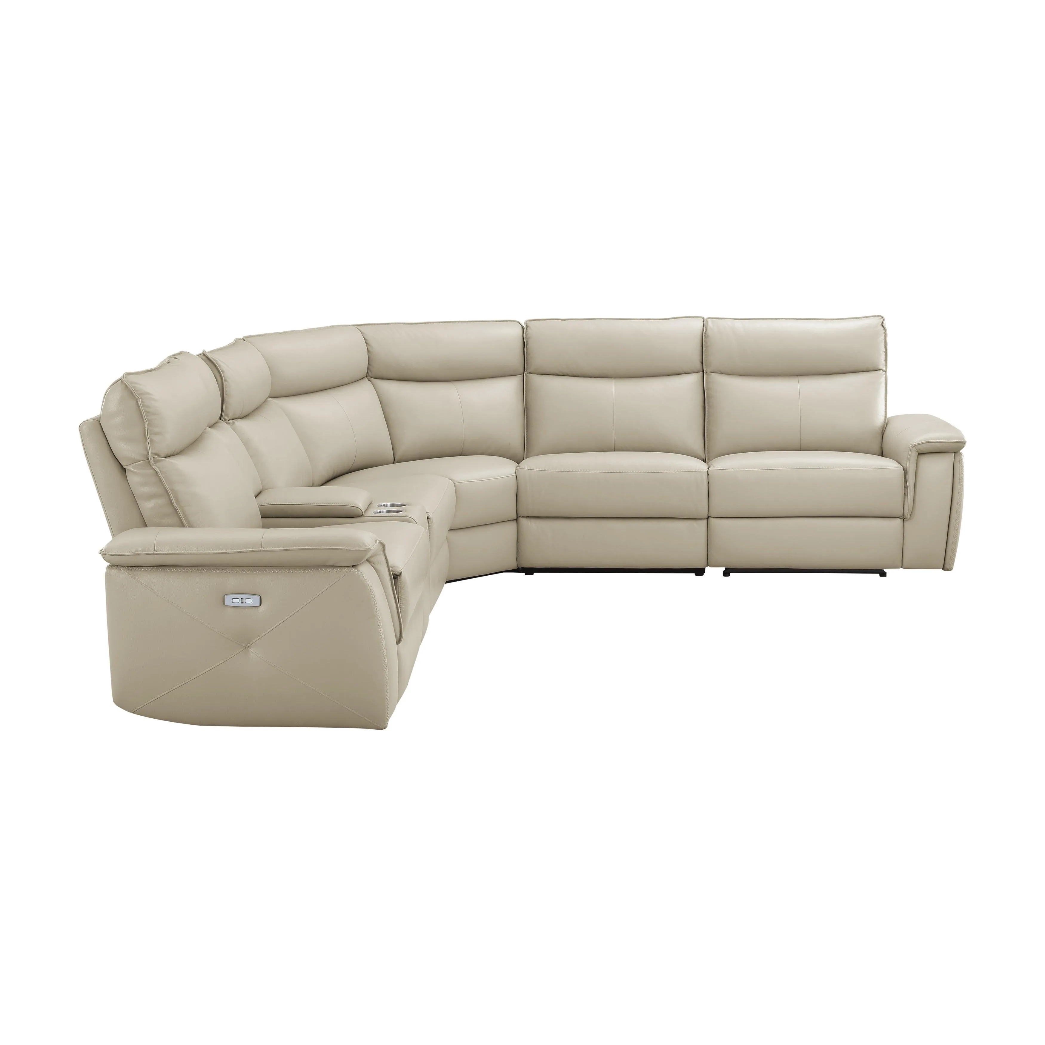 Maroni Taupe Leather 6-Piece Modular Power Reclining Sectional - Image 3