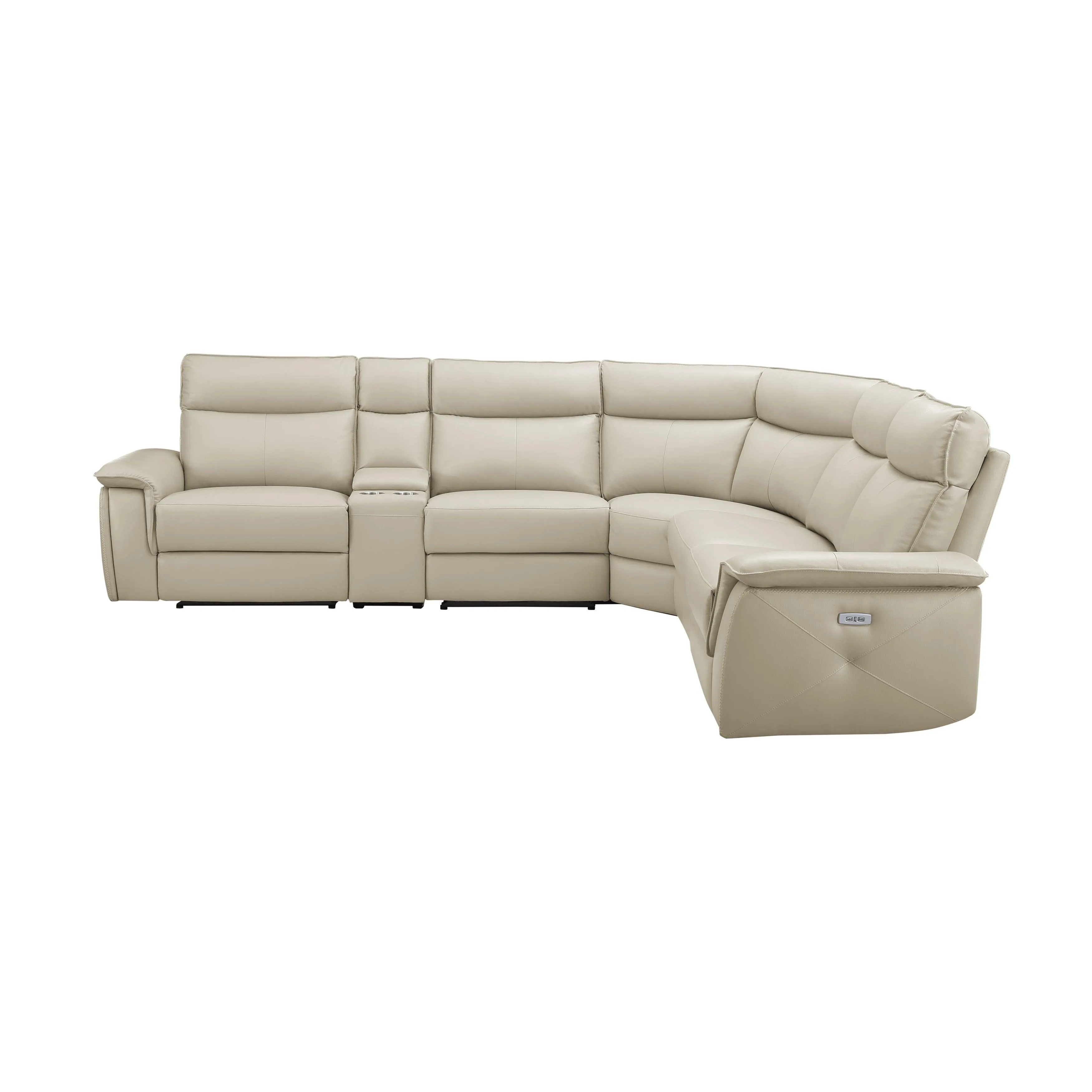 Maroni Taupe Leather 6-Piece Modular Power Reclining Sectional - Image 4