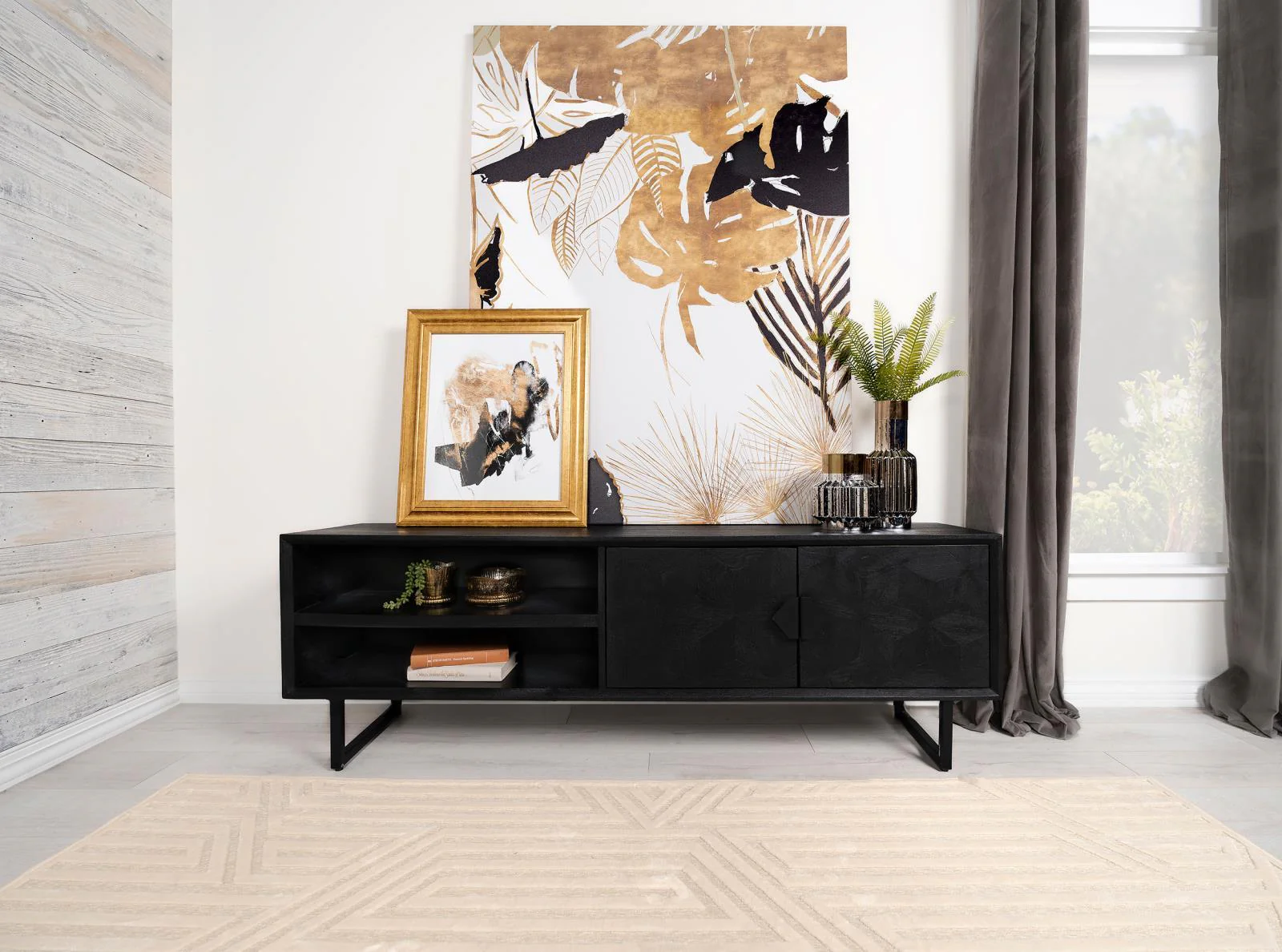 Marsden Charcoal Black 2-door Wood 70" TV Stand