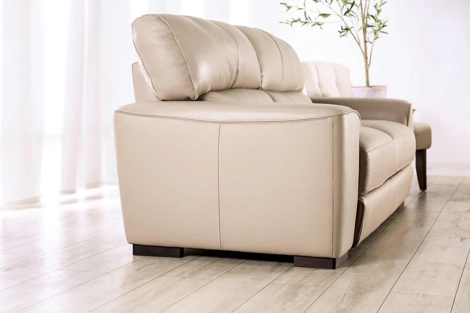 Marsicano Taupe Real Italian Leather Living Room Set - Image 3