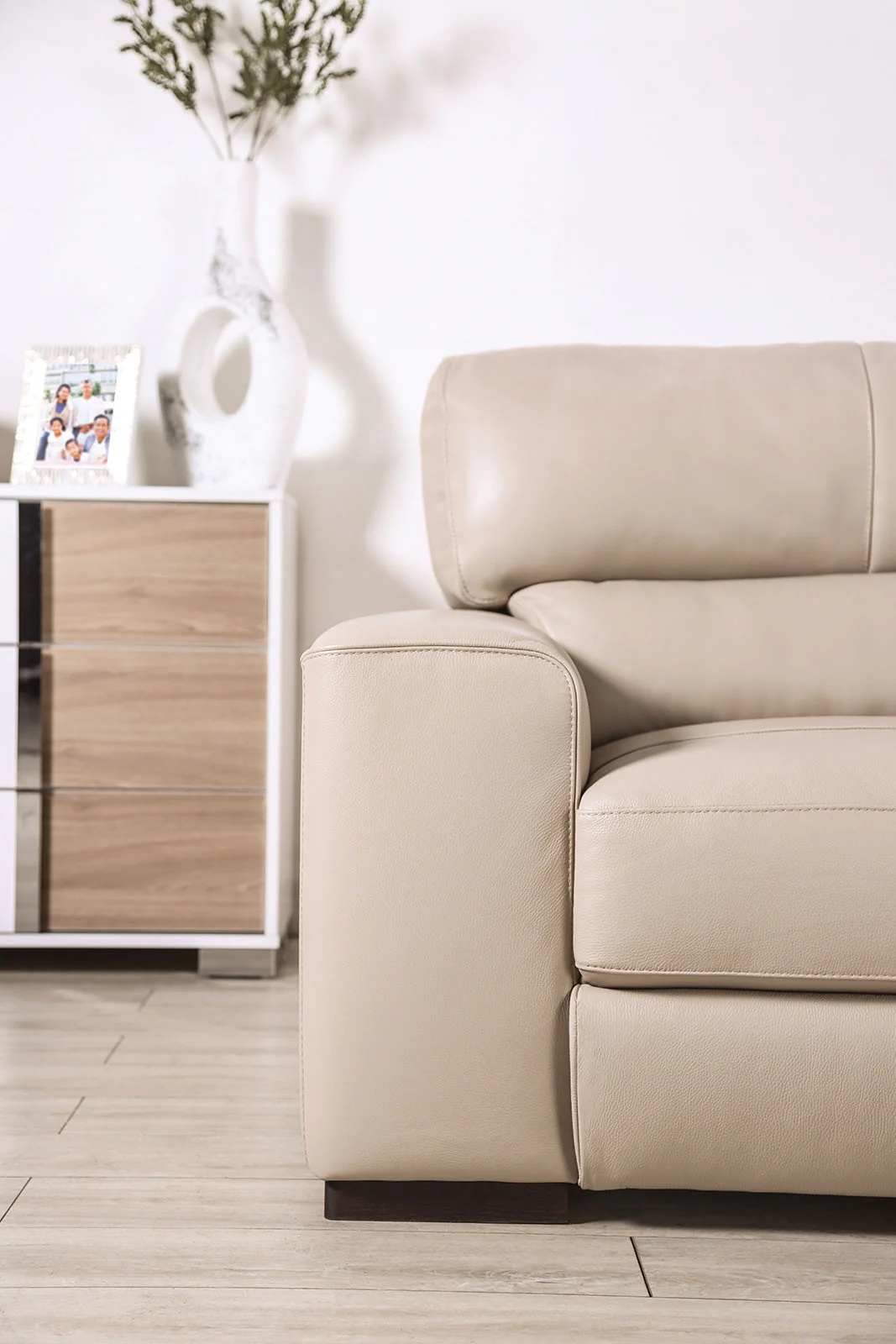 Marsicano Taupe Real Italian Leather Living Room Set - Image 8